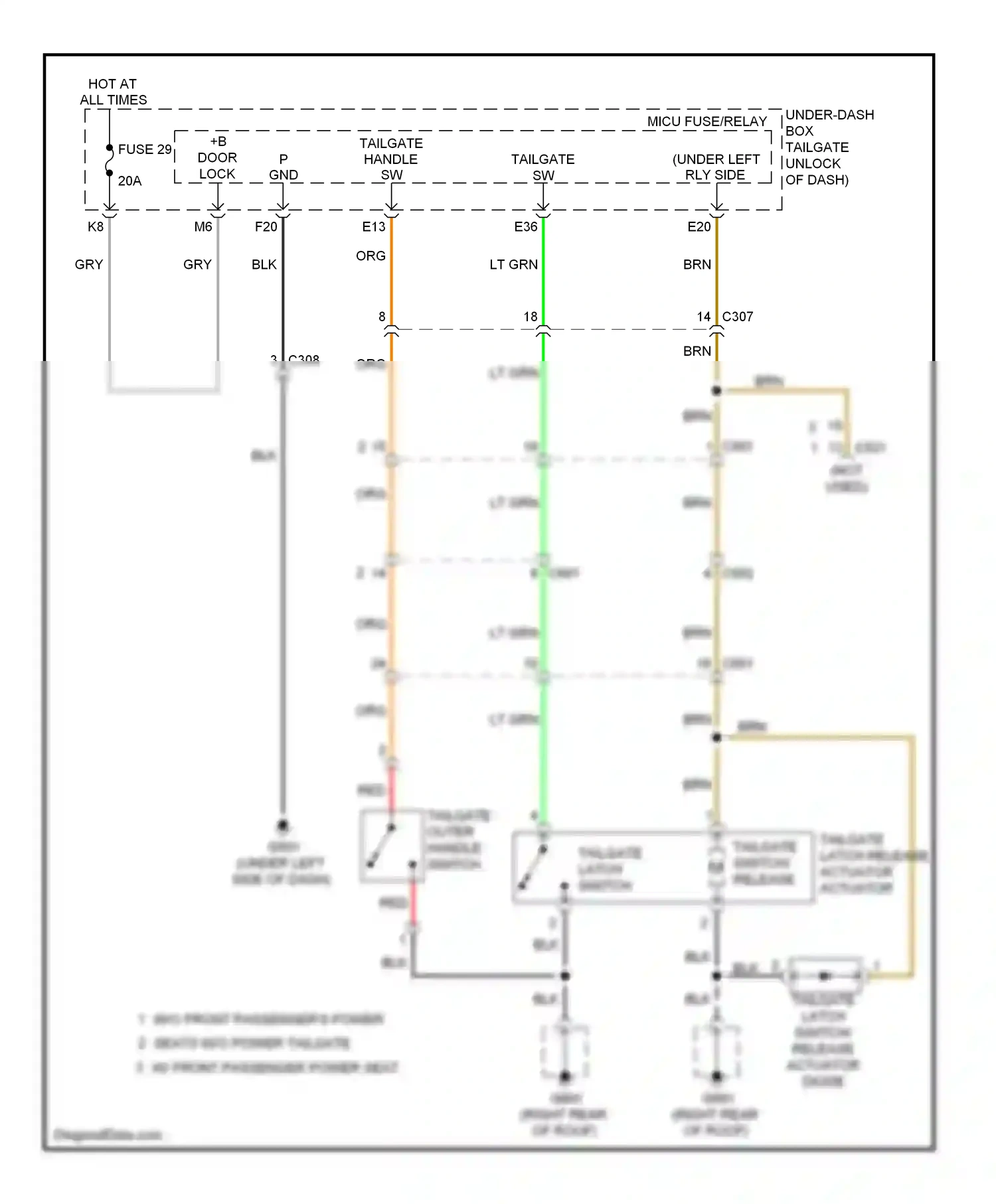 Wiring diagram fuse 29 for Honda Pilot II facelift (2011-2015) (5 of 5)