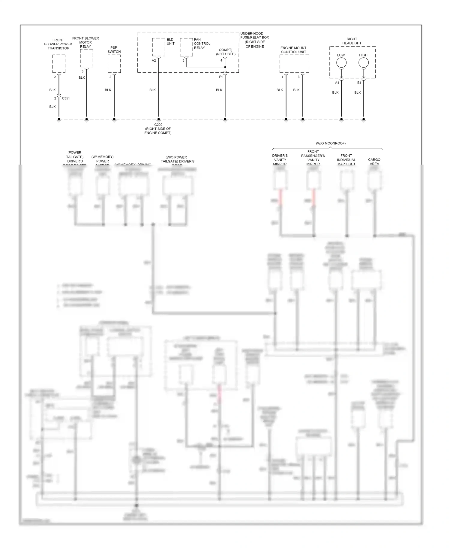 Wiring diagram left power mirror for Honda Pilot II facelift (2011-2015) (1 of 1)
