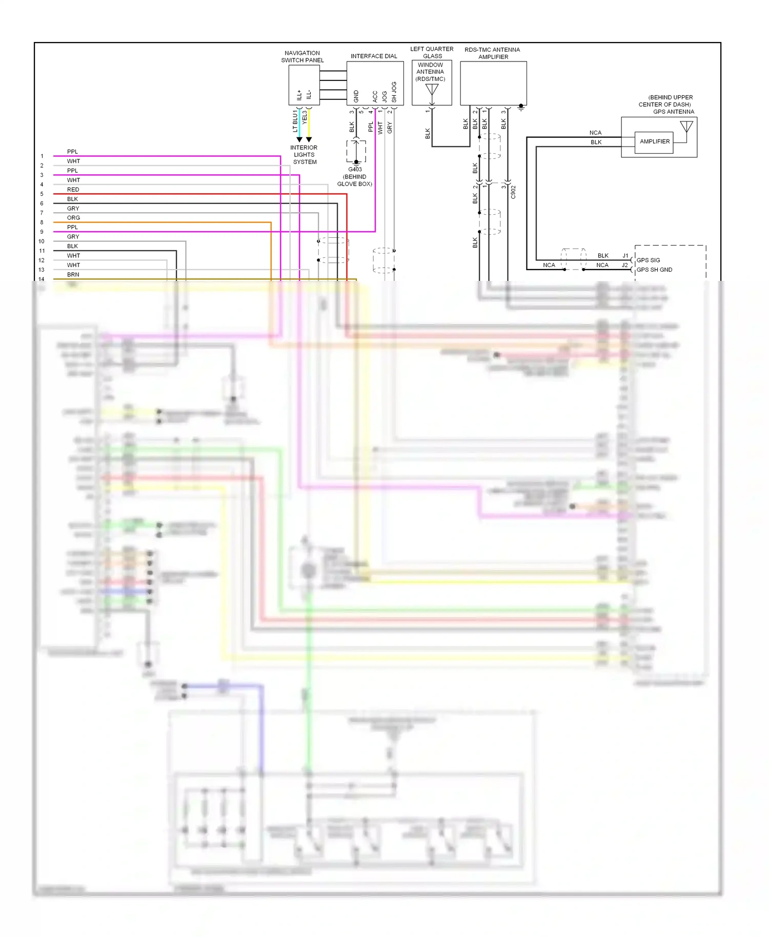 Wiring diagram navigation switch panel for Honda Pilot II facelift (2011-2015) (1 of 2)