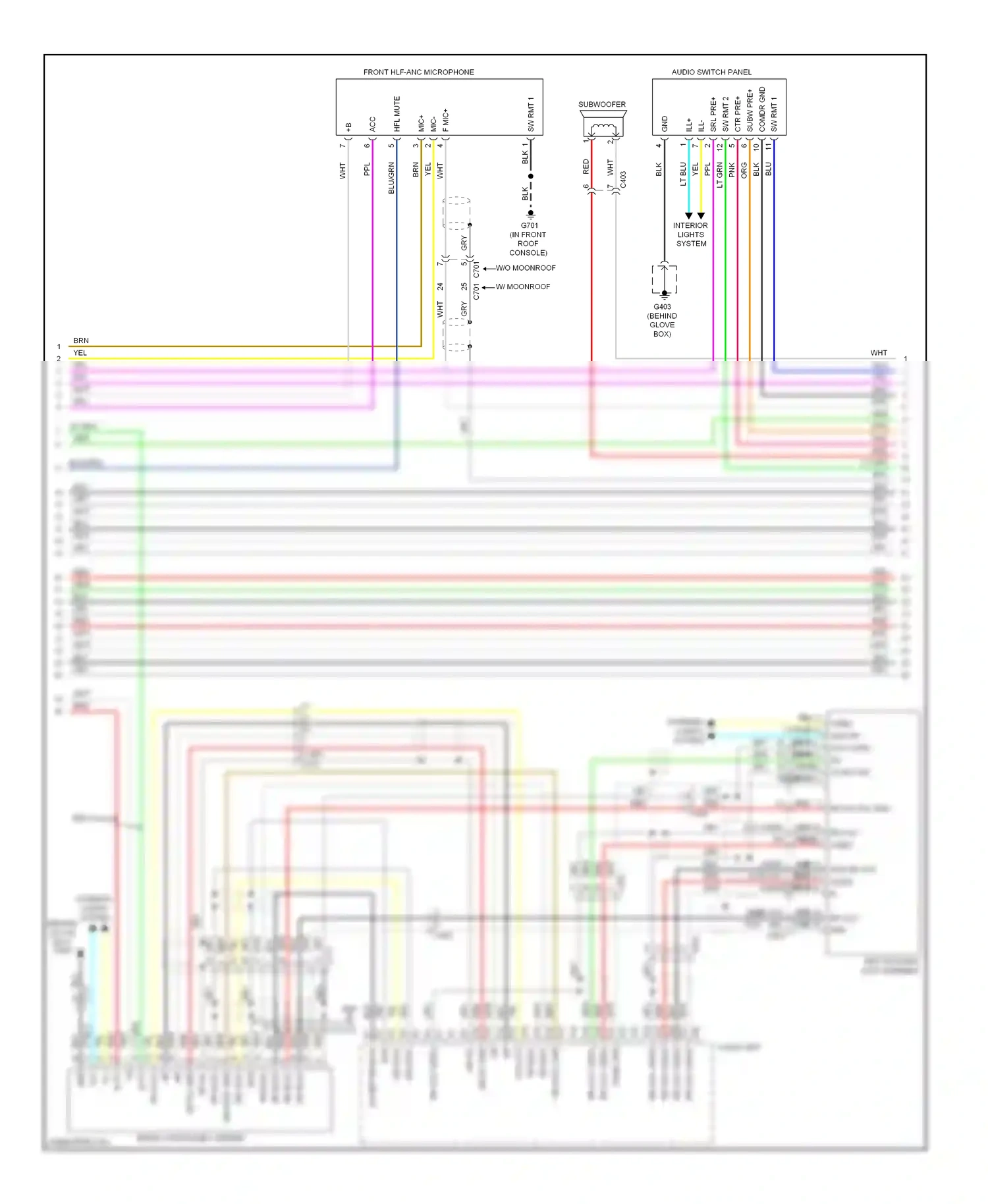 Wiring diagram rear controller, screen for Honda Pilot II facelift (2011-2015) (3 of 3)
