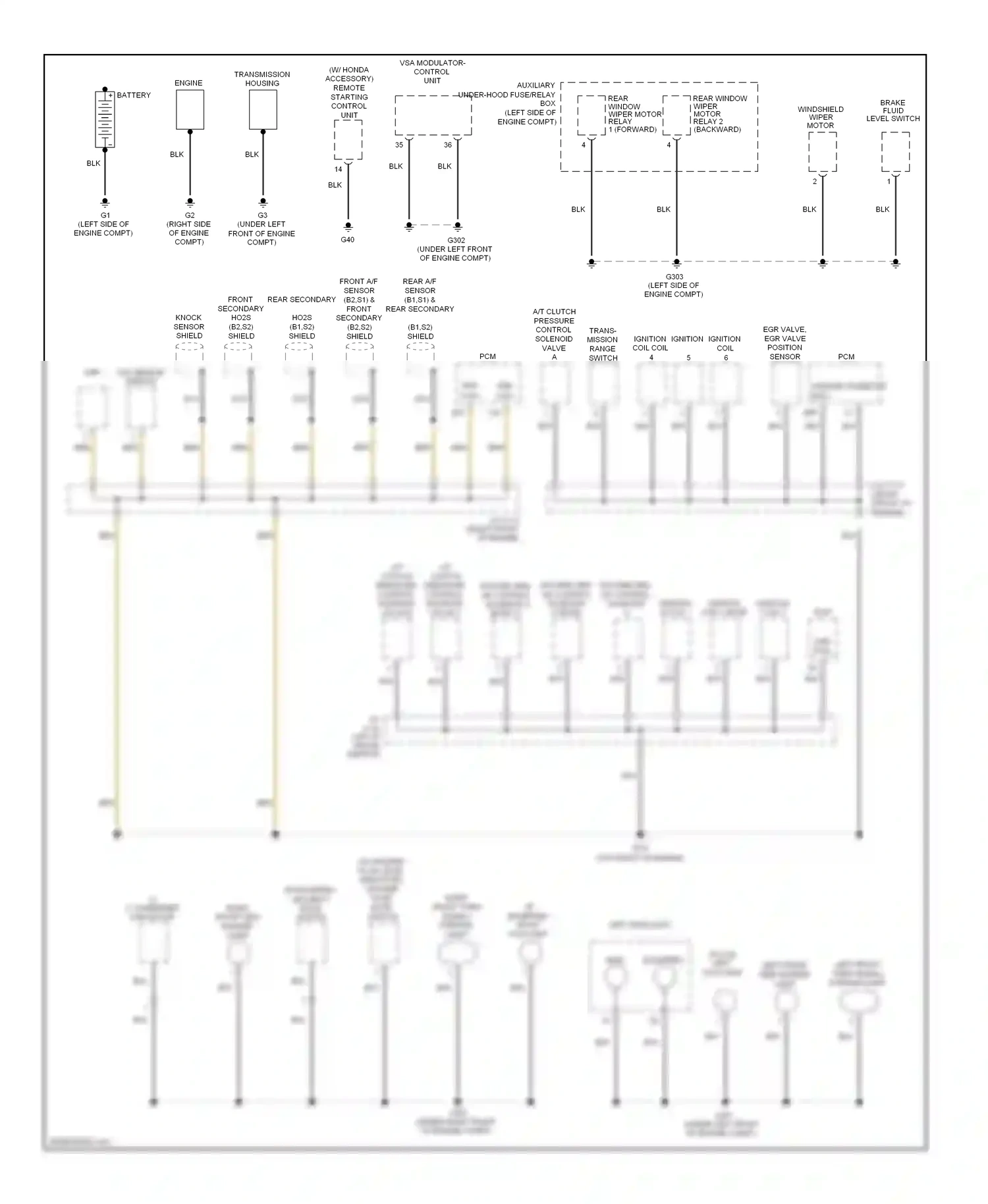 Wiring diagram windshield wiper motor for Honda Pilot II facelift (2011-2015) (2 of 2)