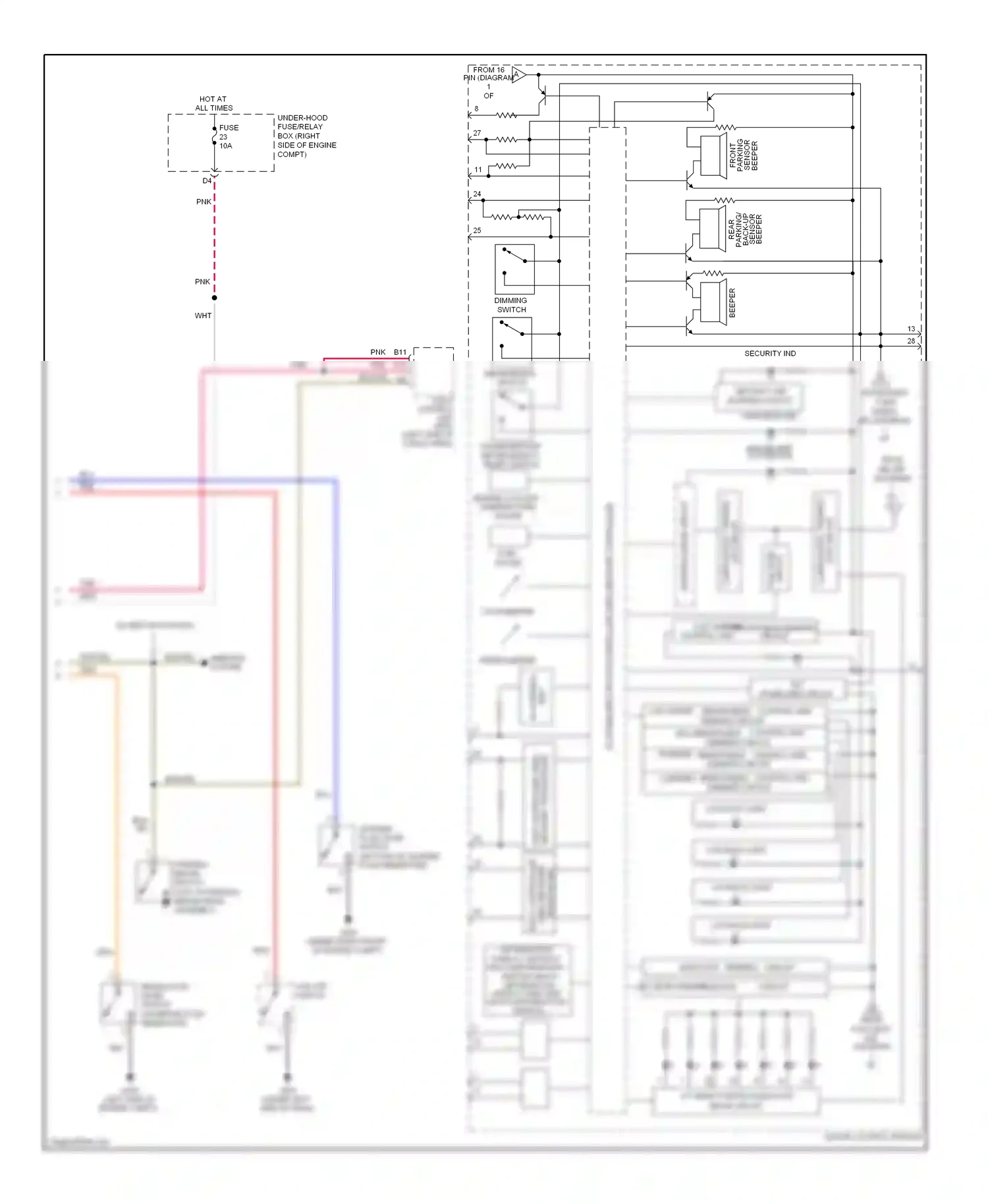Wiring diagram brake fluid level switch for Honda Pilot II (2008-2011) (2 of 2)
