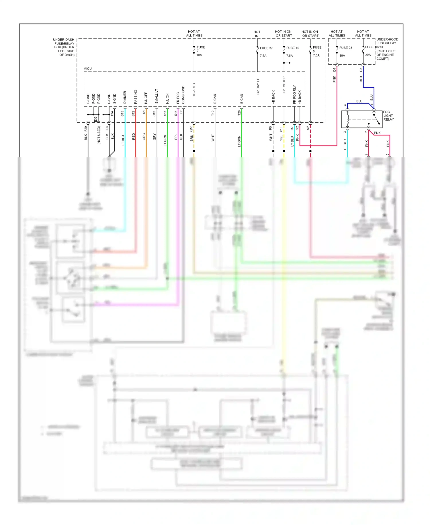 Wiring diagram dimmer/ flash- to-pass switch 0) low 1) high 2) passing for Honda Pilot II (2008-2011) (1 of 1)