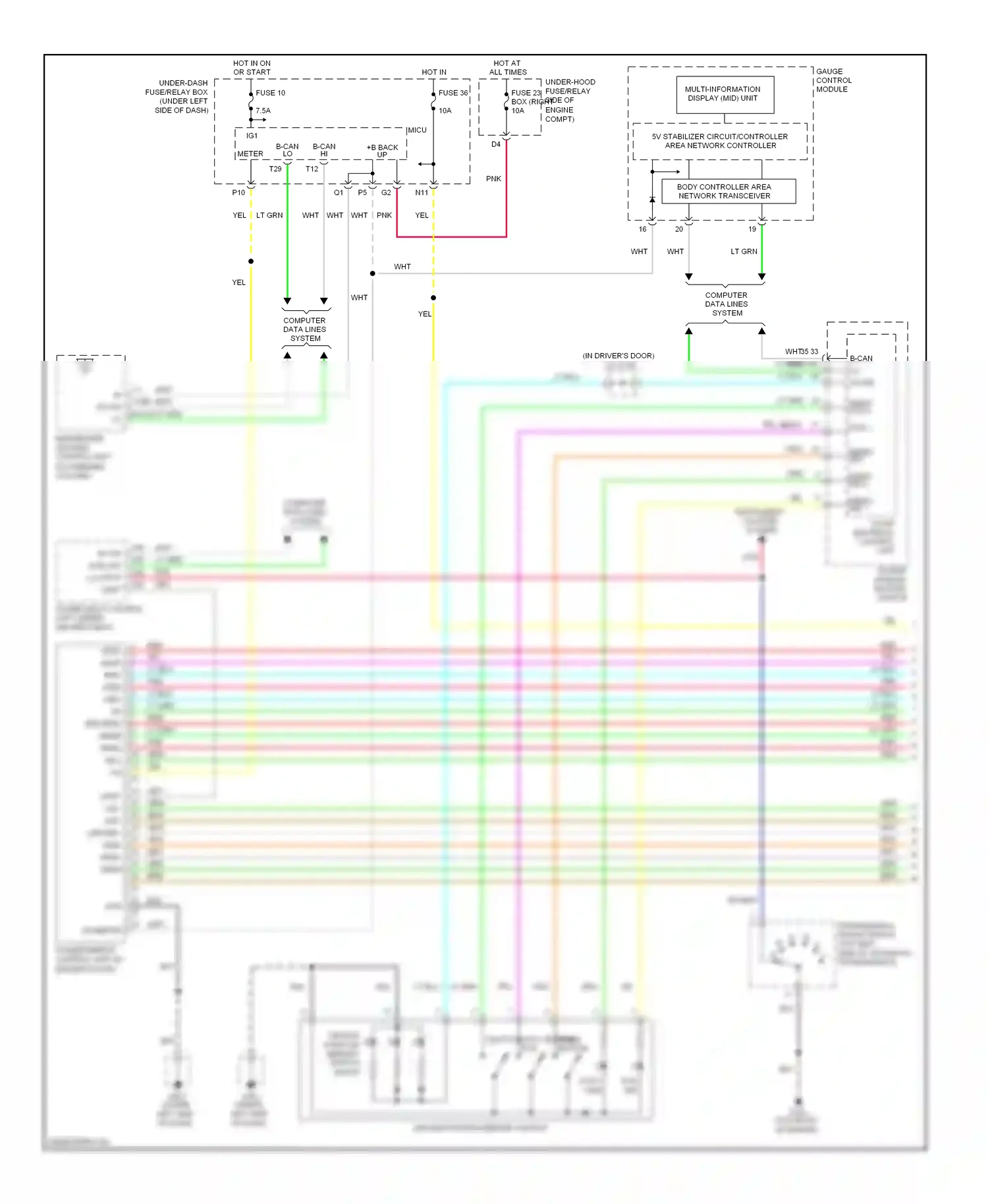 Wiring diagram door multiplex control unit for Honda Pilot II (2008-2011) (1 of 2)