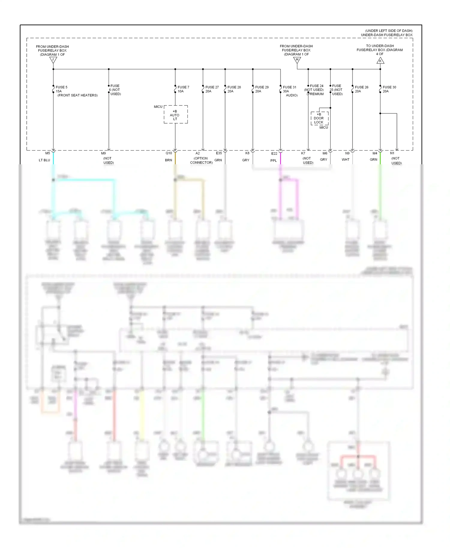 Wiring diagram driver's power lumbar support switch for Honda Pilot II (2008-2011) (2 of 2)