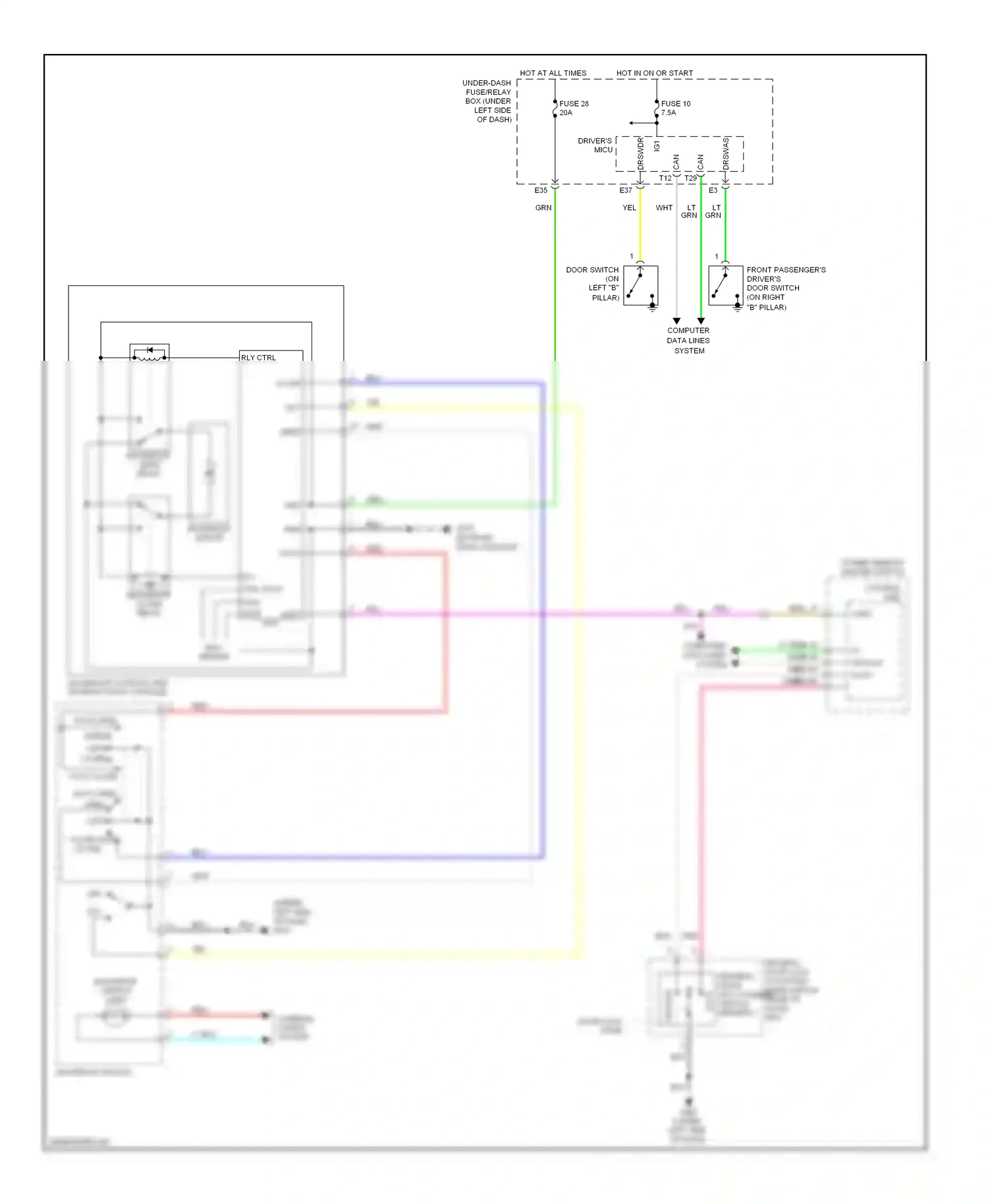 Wiring diagram fuse 28 for Honda Pilot II (2008-2011) (2 of 2)