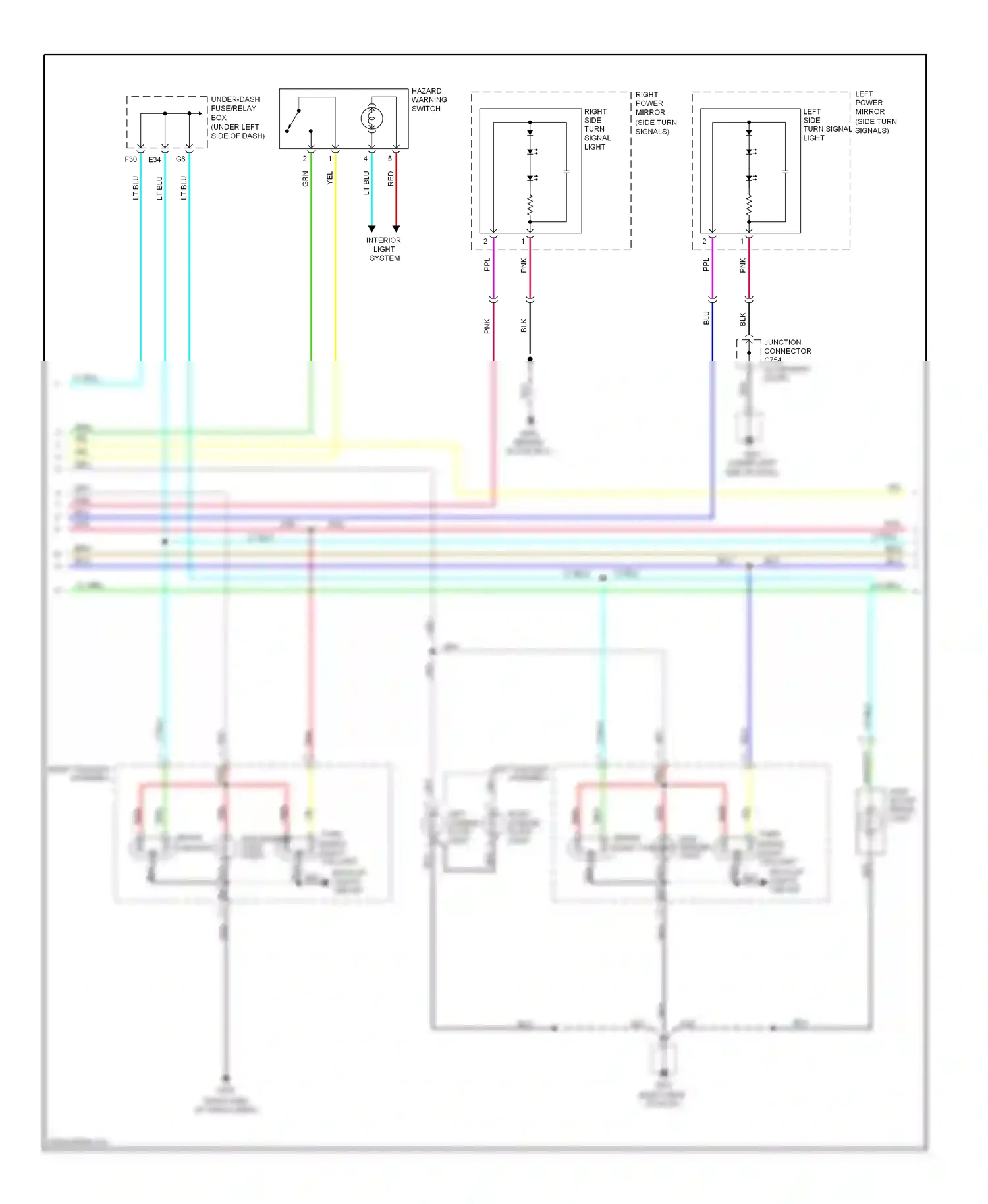 Wiring diagram hazard warning switch for Honda Pilot II (2008-2011) (1 of 2)