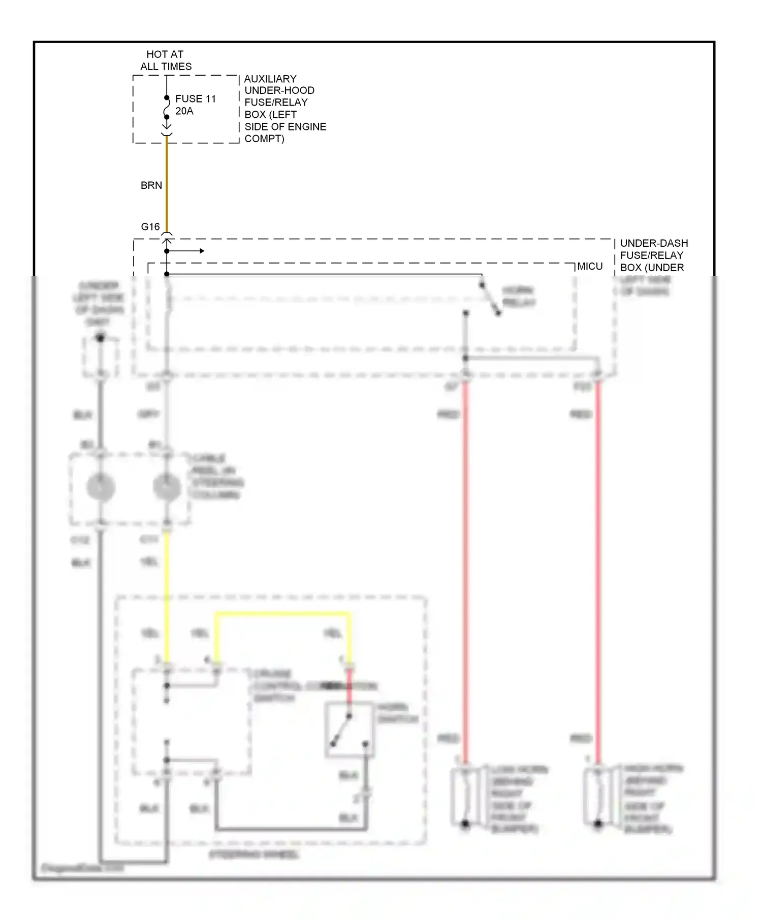 Wiring diagram horn switch for Honda Pilot II (2008-2011) (2 of 2)
