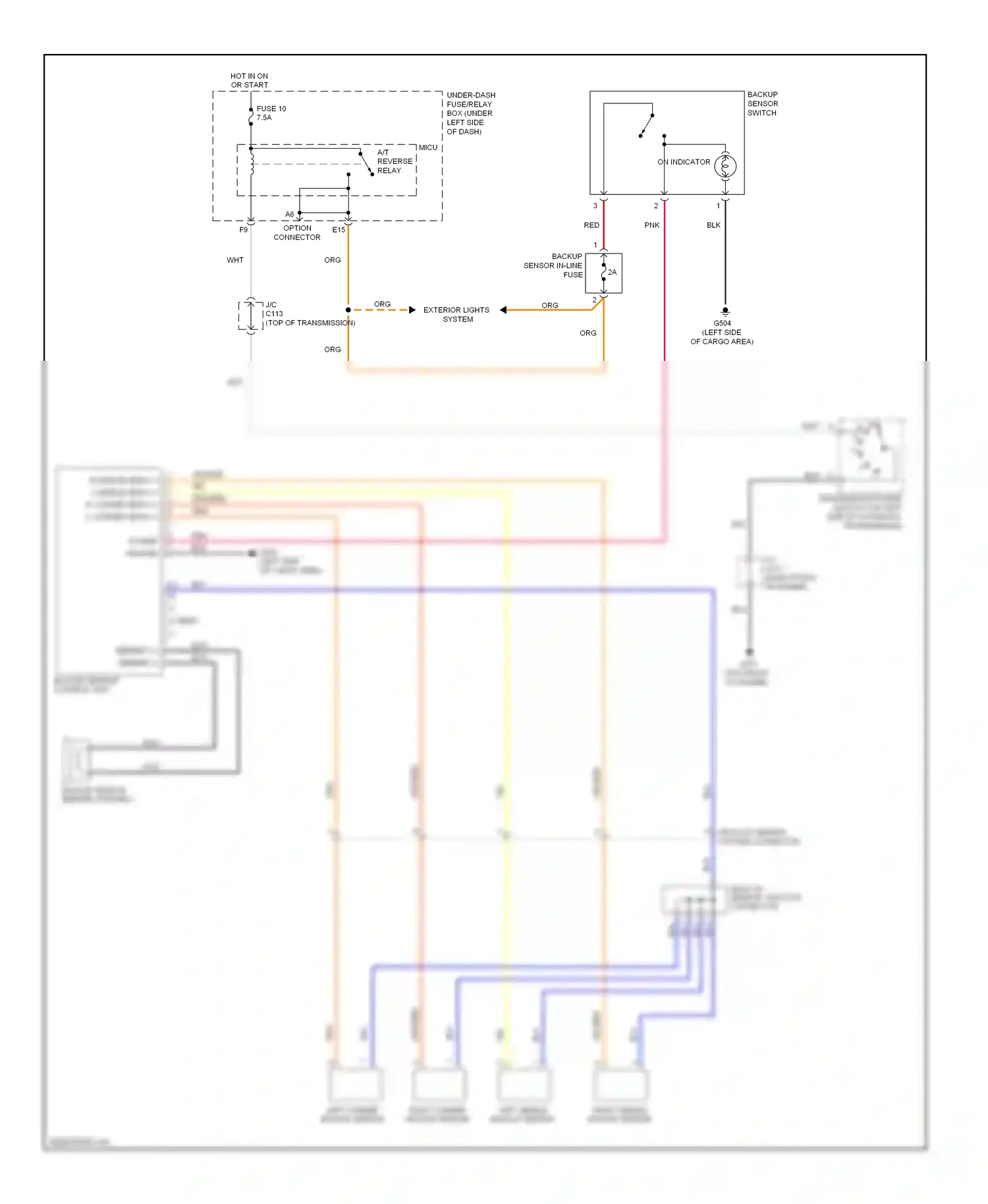 Wiring diagram left corner backup sensor for Honda Pilot II (2008-2011) (1 of 1)