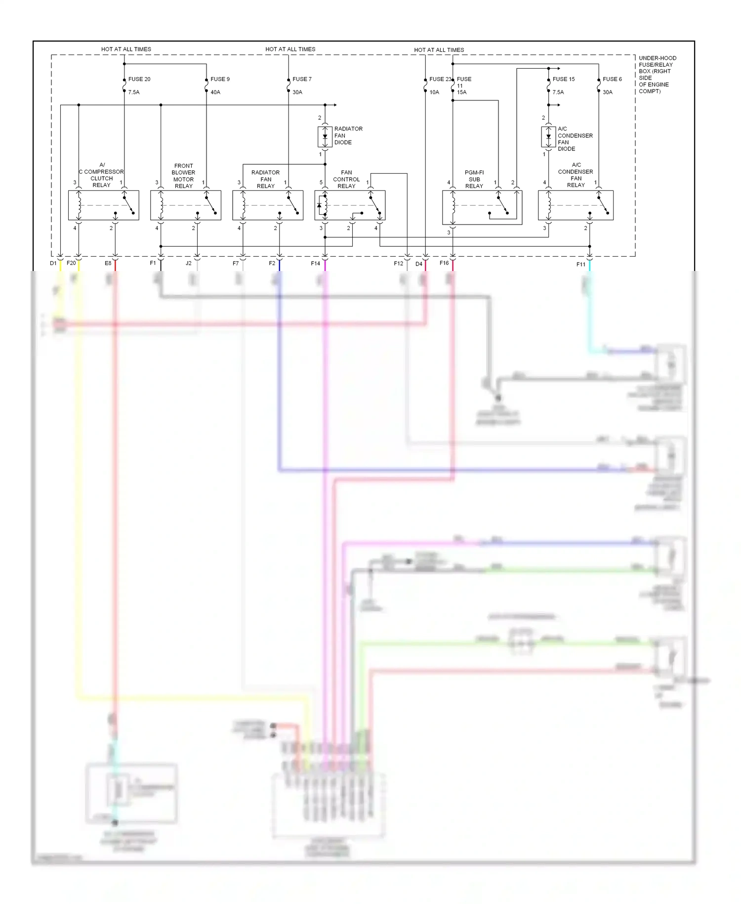 Wiring diagram pgm-fi sub- relay for Honda Pilot II (2008-2011) (2 of 4)