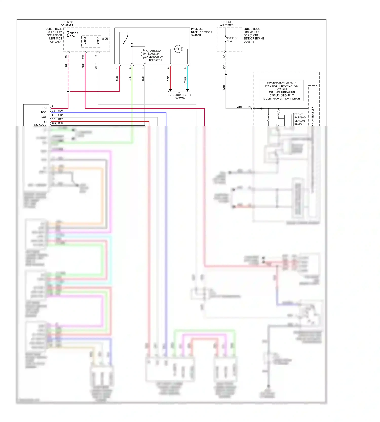 Wiring diagram rear parking/ back-up sensor for Honda Pilot II (2008-2011) (1 of 1)