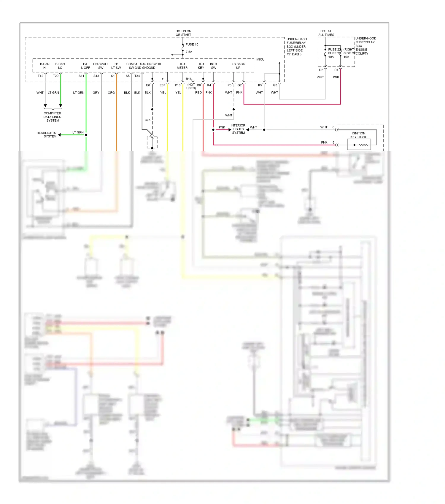 Wiring diagram under-dash fuse/relay for Honda Pilot II (2008-2011) (1 of 5)