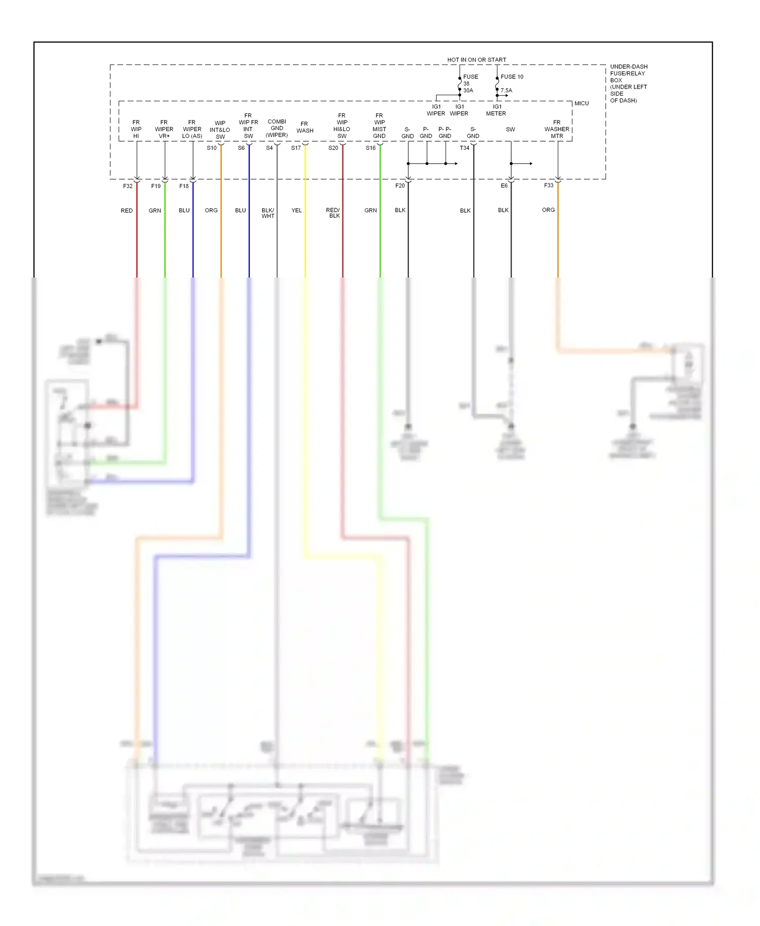 Wiring diagram windshield wiper motor for Honda Pilot II (2008-2011) (1 of 2)