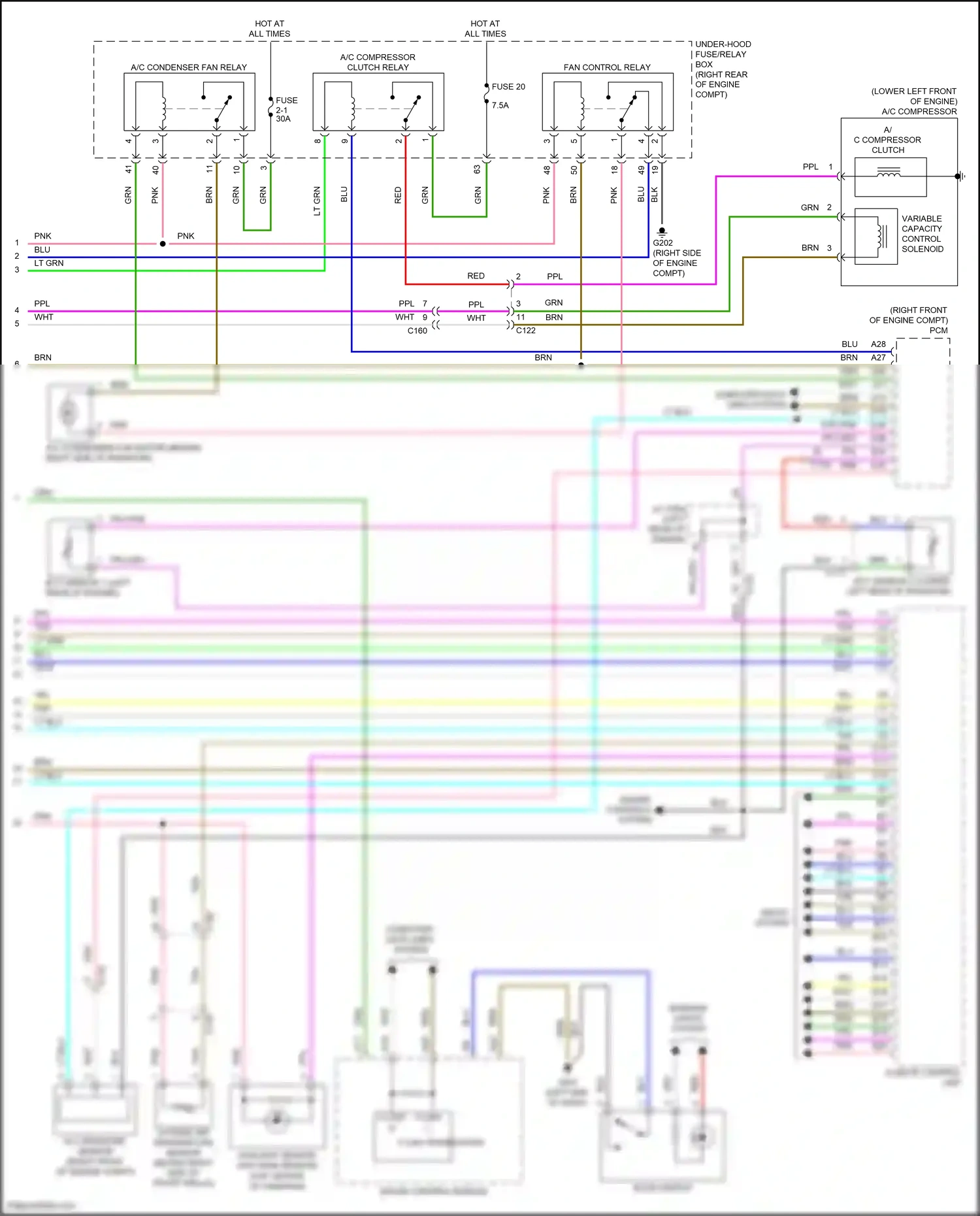 Wiring diagram a/c compressor for Honda Pilot III facelift (2018-2022) (2 of 3)