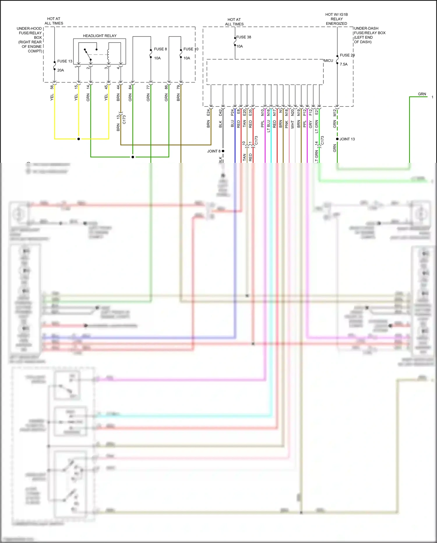 Wiring diagram headlight switch for Honda Pilot III facelift (2018-2022) (2 of 3)