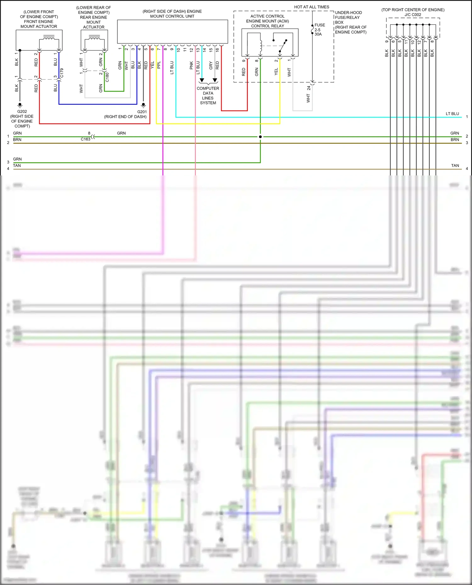 Wiring diagram rear engine mount actuator for Honda Pilot III facelift (2018-2022) (2 of 2)