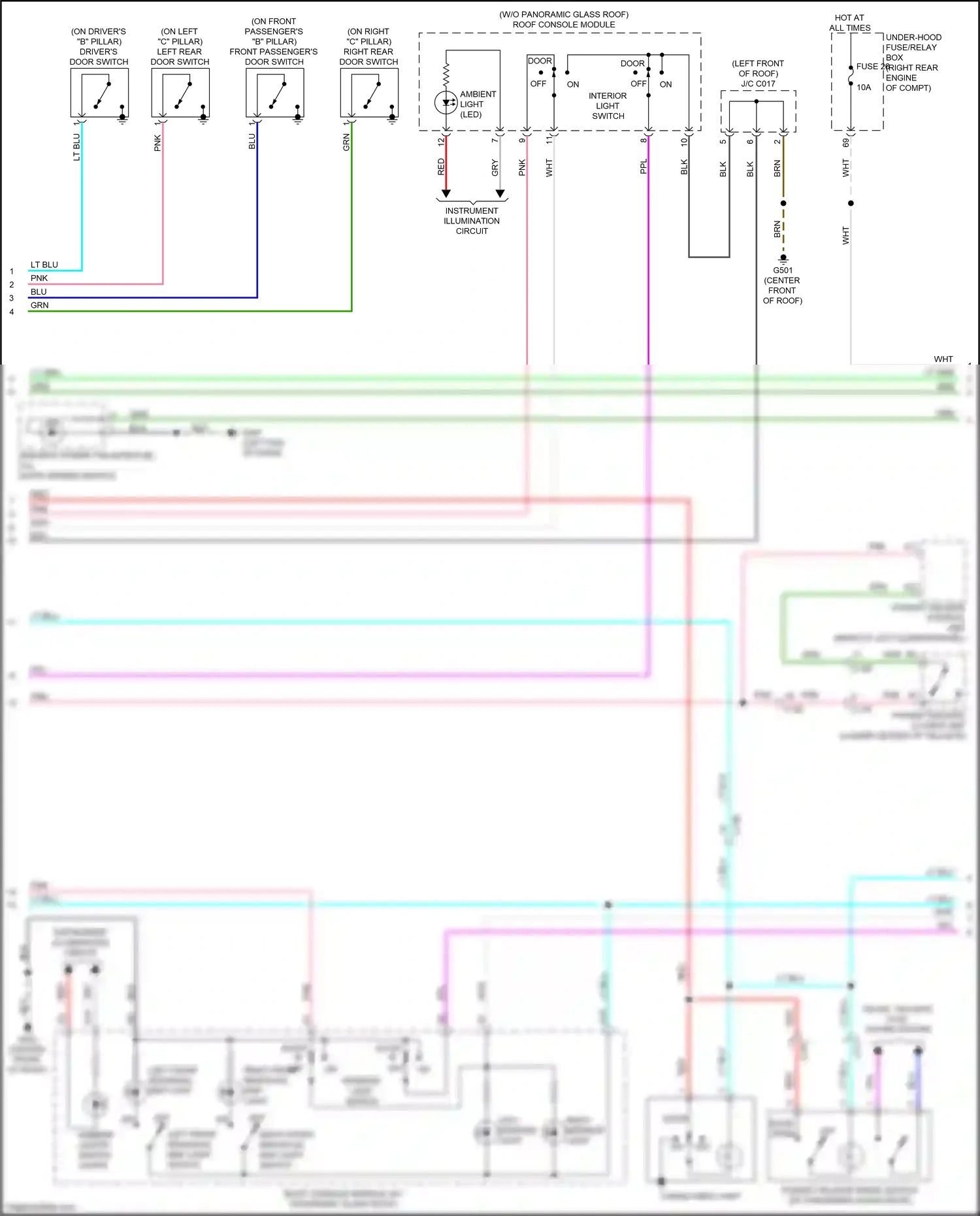 Wiring diagram right front individual map light switch for Honda Pilot III facelift (2018-2022) (1 of 2)