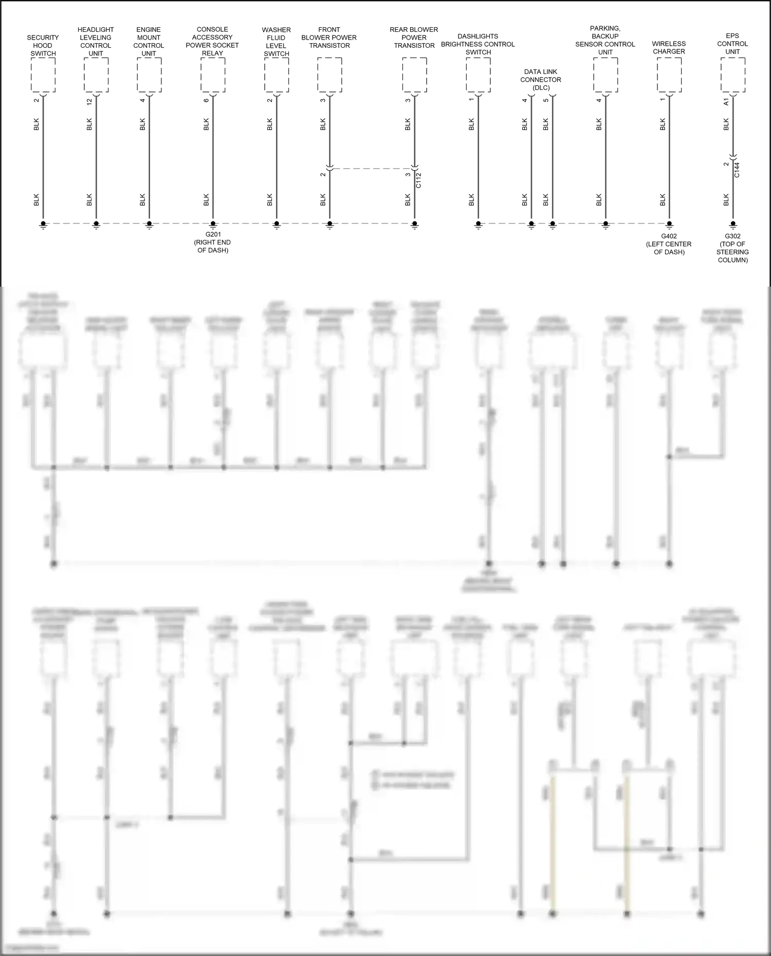 Wiring diagram security hood switch for Honda Pilot III facelift (2018-2022) (2 of 4)