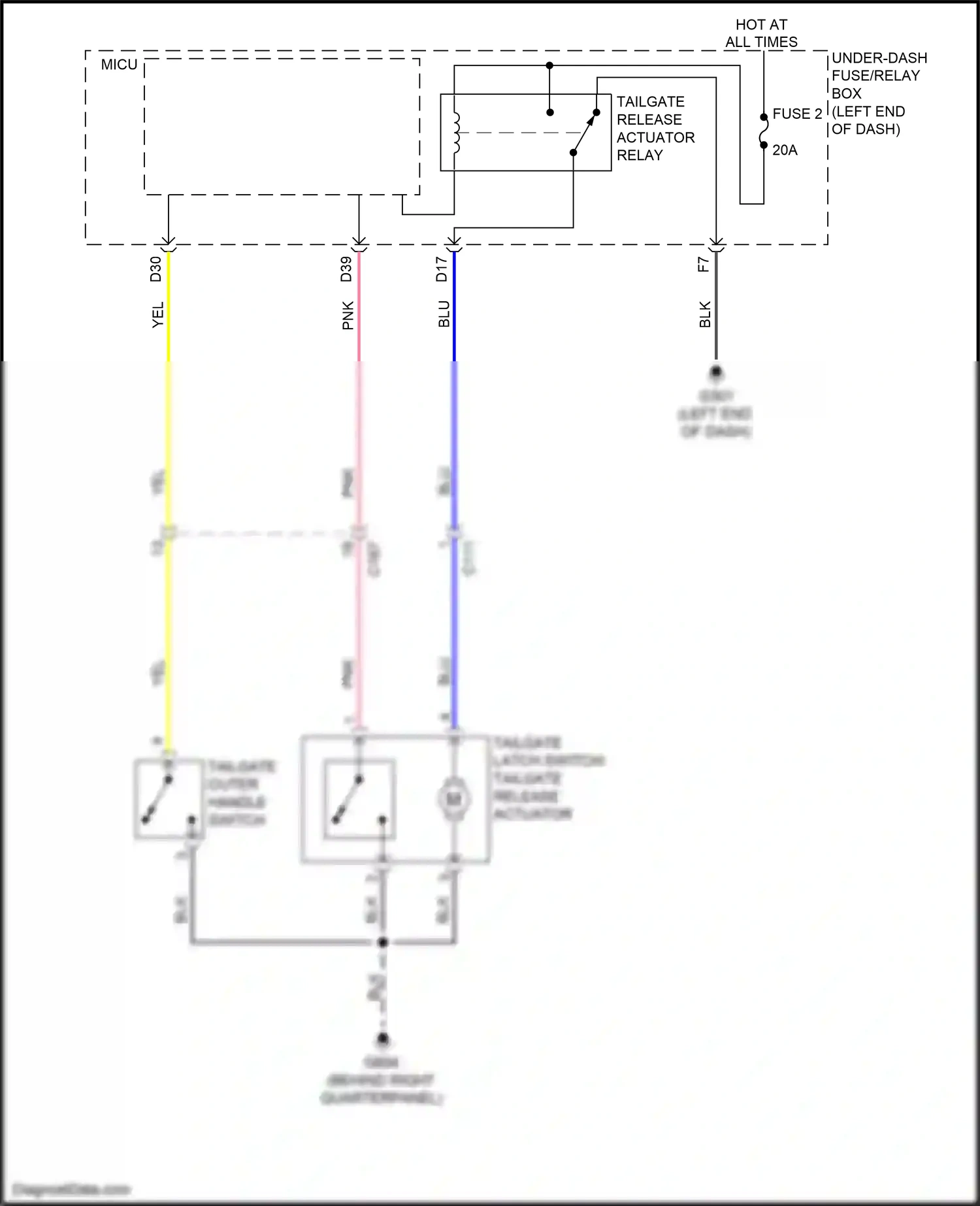 Wiring diagram tailgate release actuator relay for Honda Pilot III facelift (2018-2022) (3 of 3)