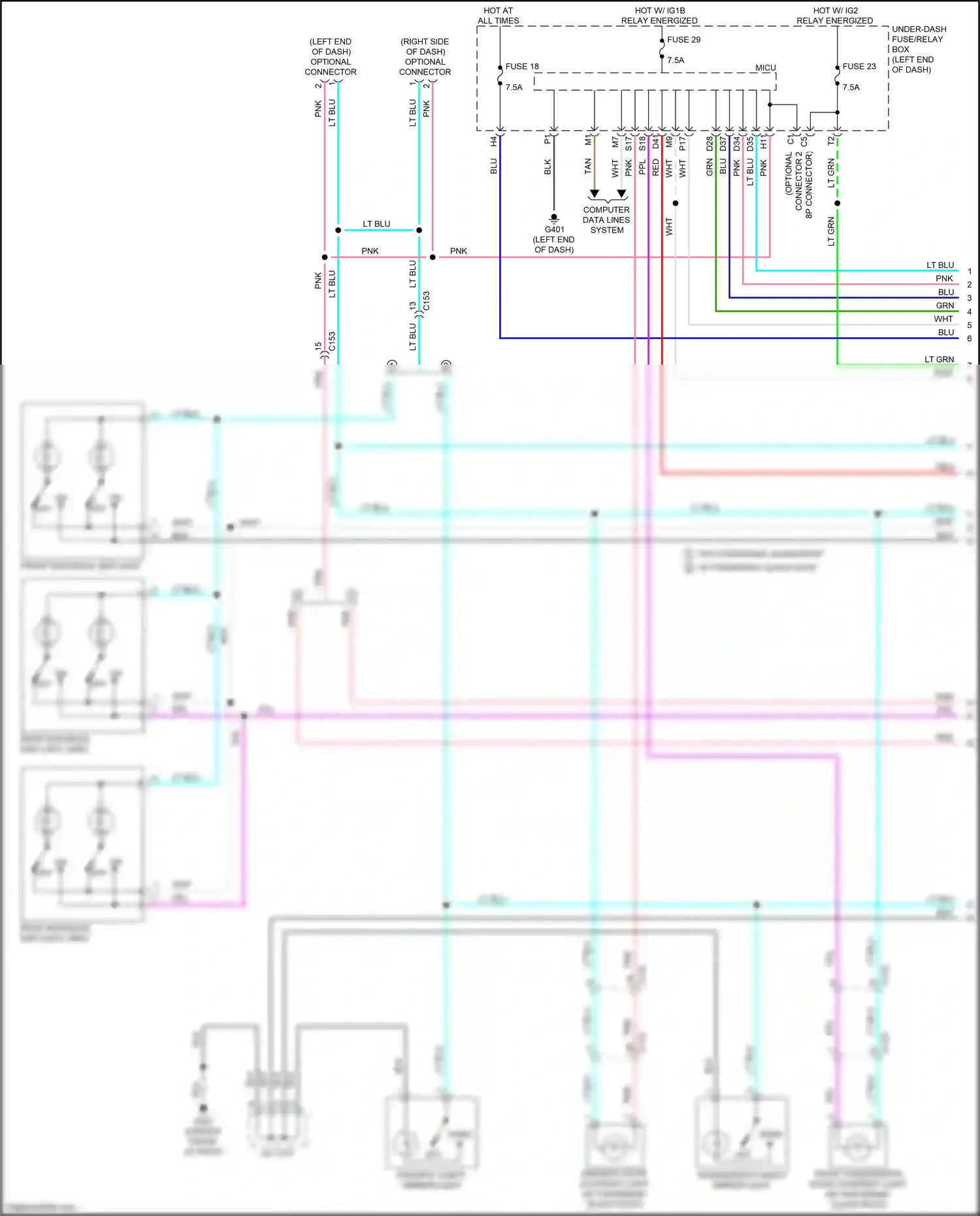 Wiring diagram connector 2 for Honda Pilot III (2015-2018) (2 of 2)