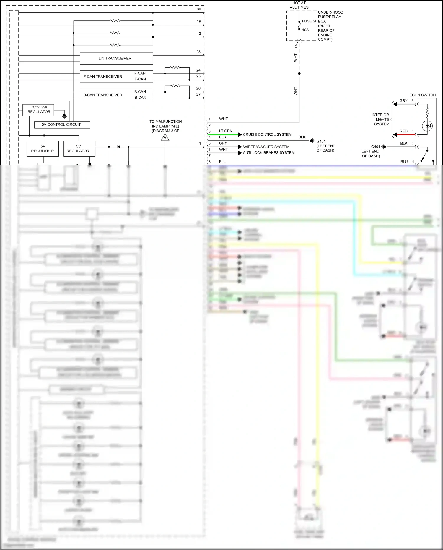 Wiring diagram dashlights brightness control switch for Honda Pilot III (2015-2018) (1 of 3)
