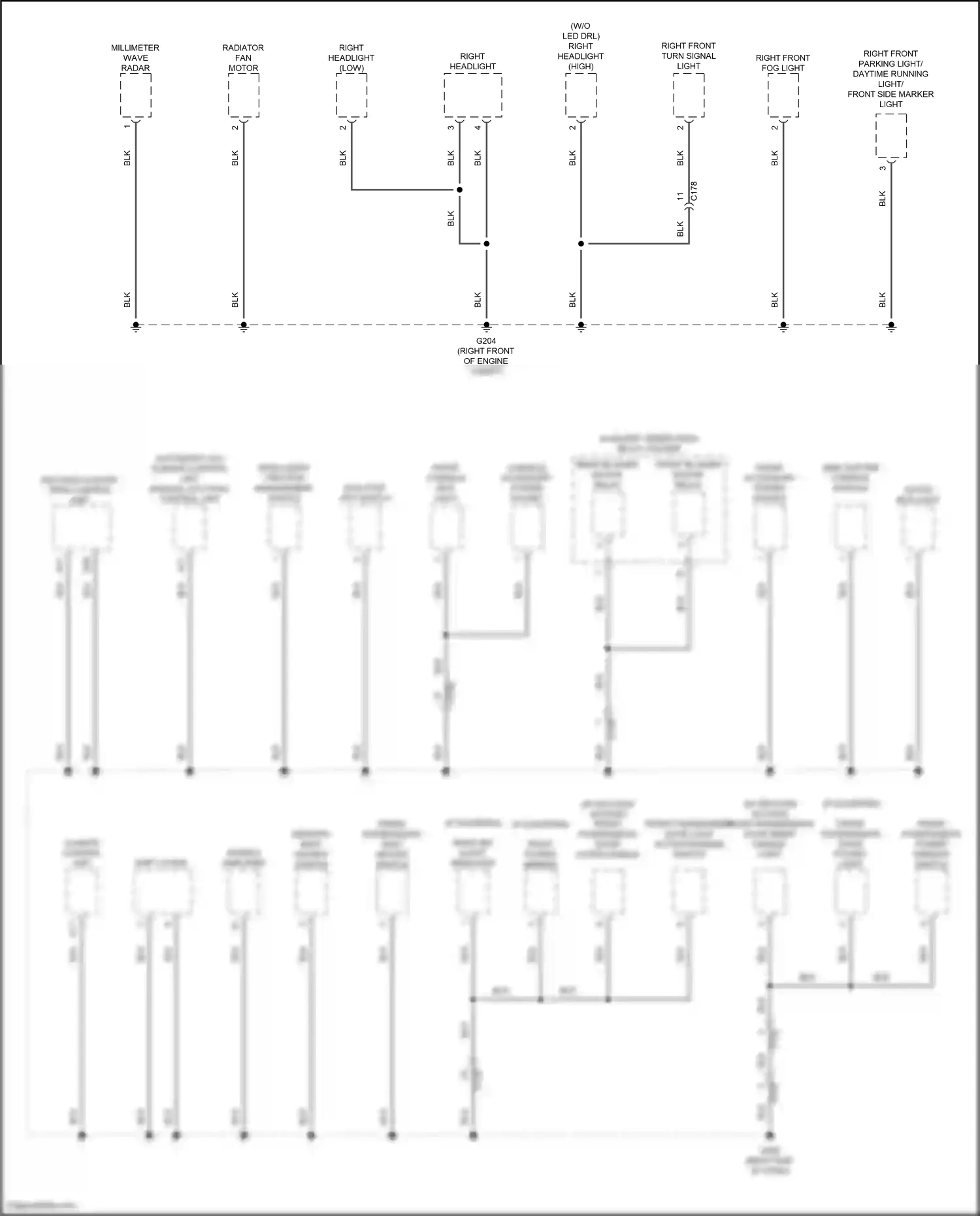 Wiring diagram front passenger's door inner handle light for Honda Pilot III (2015-2018) (2 of 2)