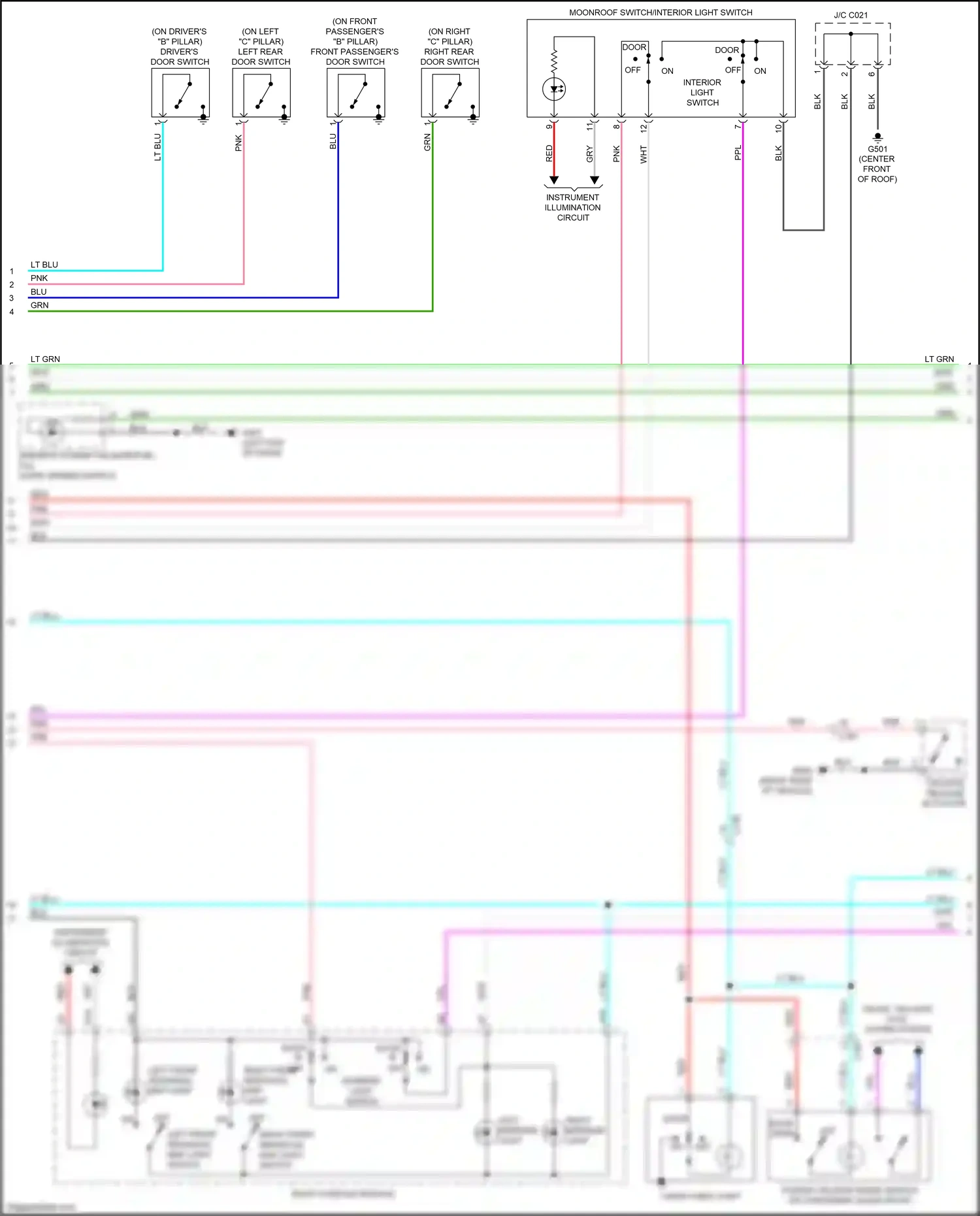 Honda Pilot III (2015-2018) interior light switch wiring diagram  (1 of 2)