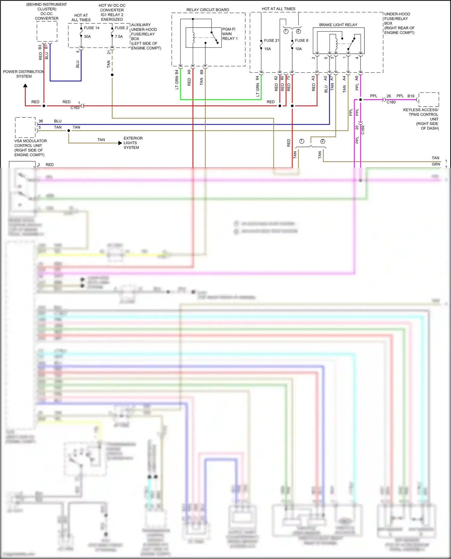 Wiring diagram power distribution system for Honda Pilot III (2015-2018) (2 of 6)