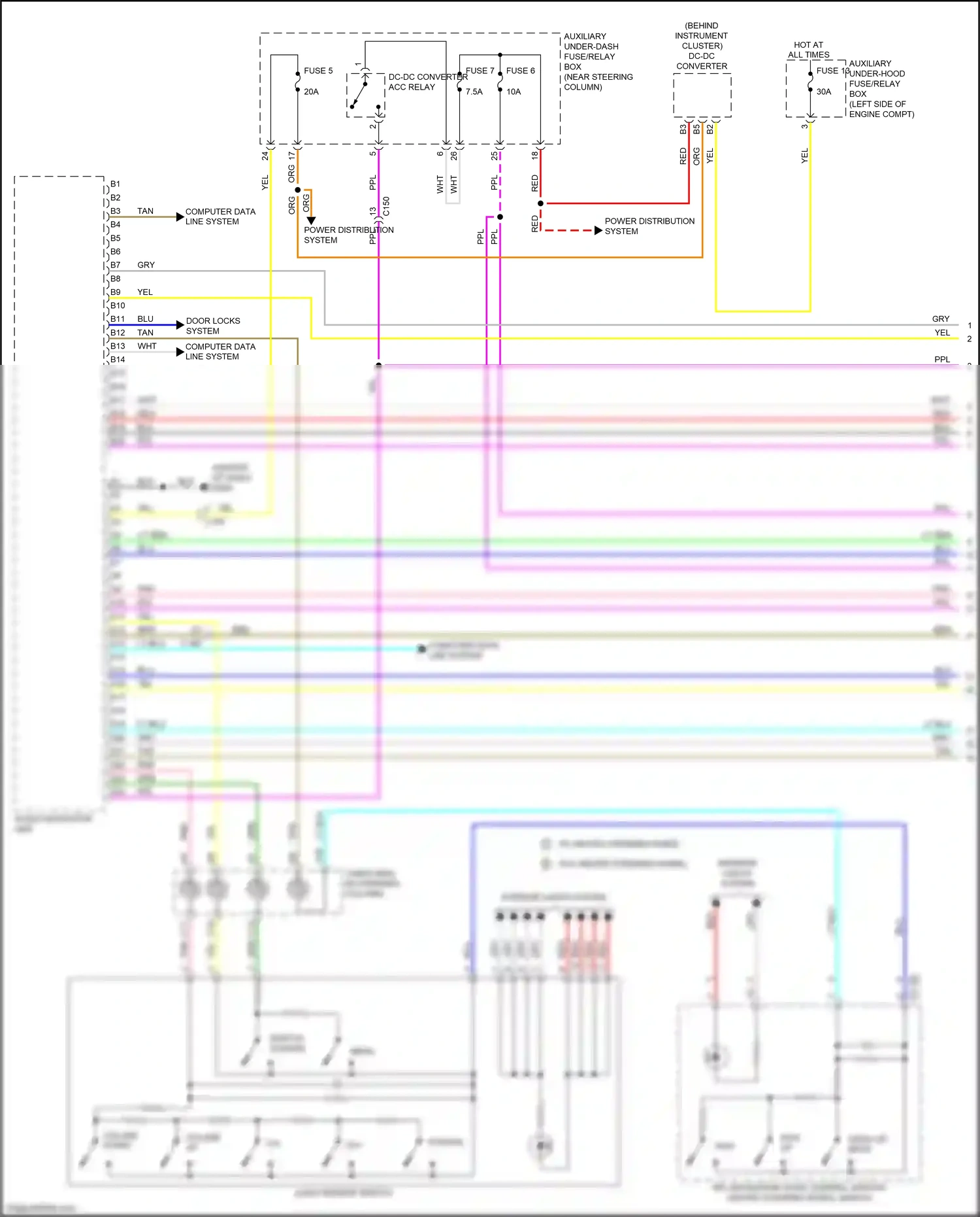 Wiring diagram power distribution system for Honda Pilot III (2015-2018) (4 of 6)
