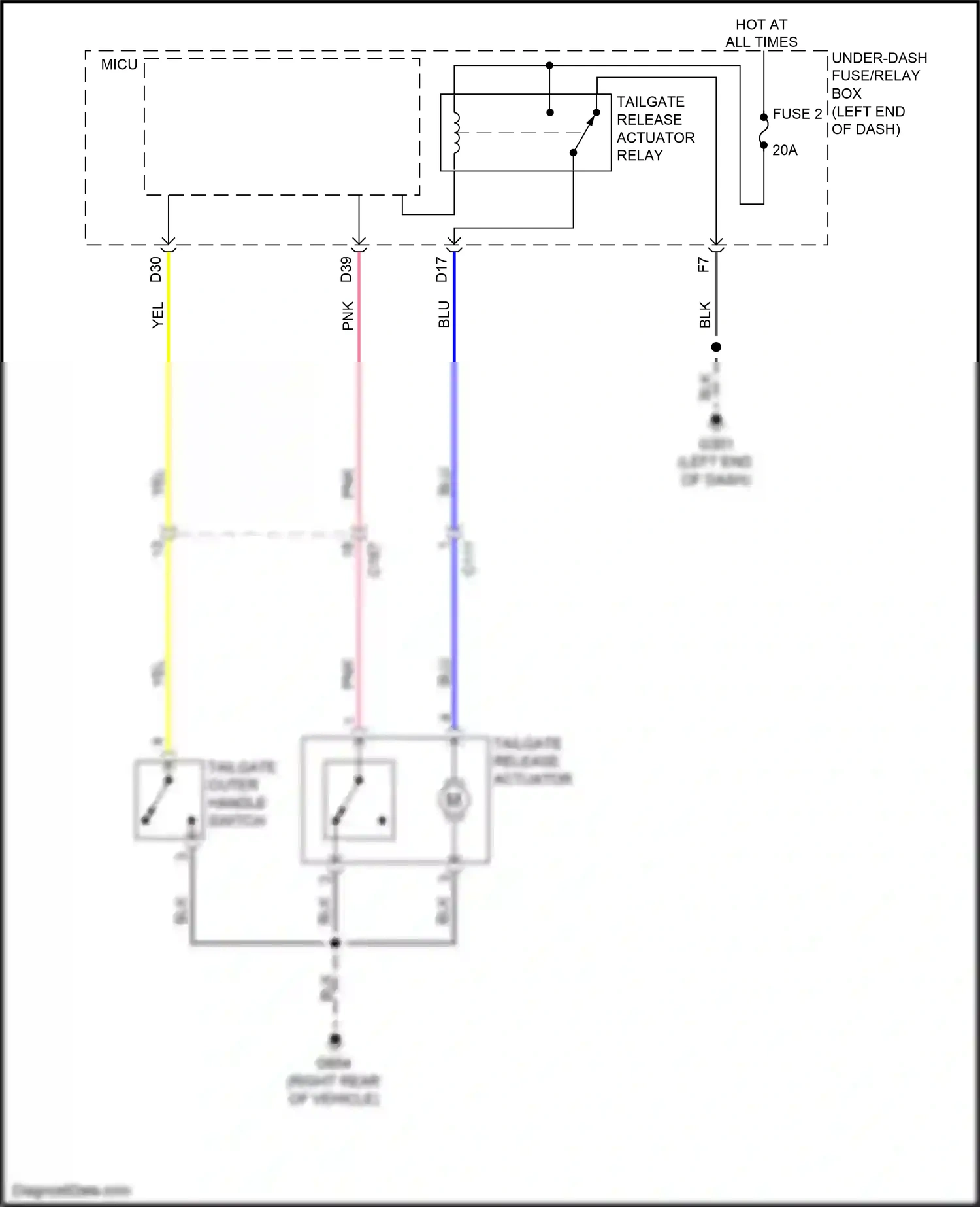 Wiring diagram tailgate outer handle switch for Honda Pilot III (2015-2018) (1 of 1)