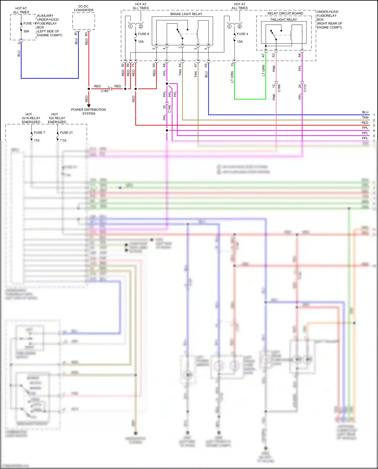Wiring diagram taillight relay for Honda Pilot III (2015-2018) (1 of 3)