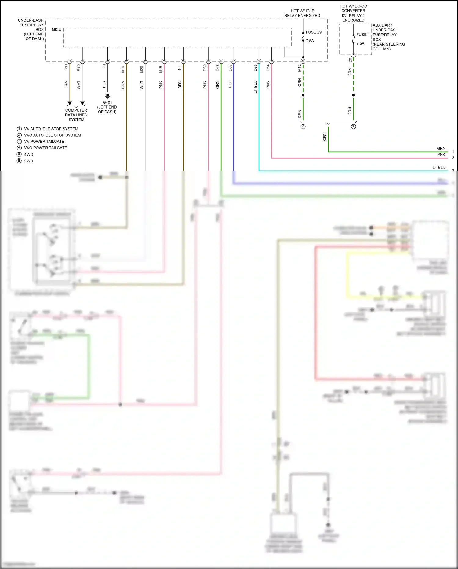 Wiring diagram under-dash fuse/relay box for Honda Pilot III (2015-2018) (51 of 74)