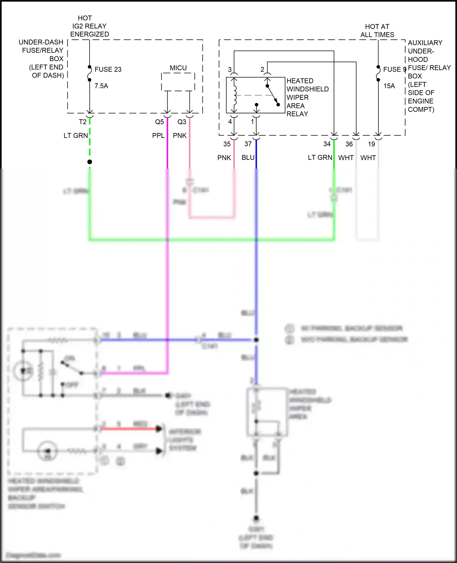Wiring diagram w/ parking, backup sensor w/o parking, backup sensor for Honda Pilot III (2015-2018) (1 of 1)