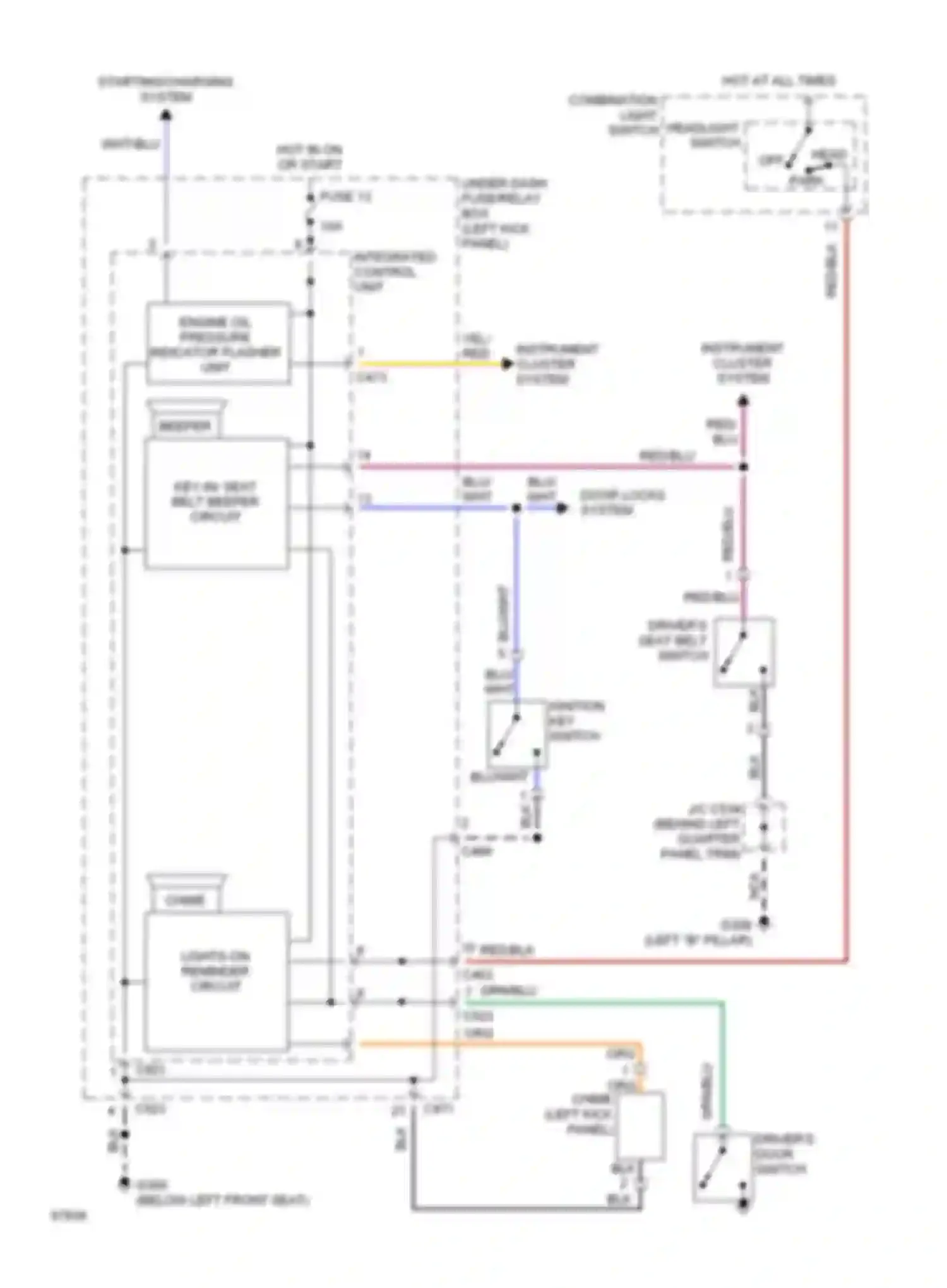 Prelude Honda IV (1992-1996): Warning system circuits
