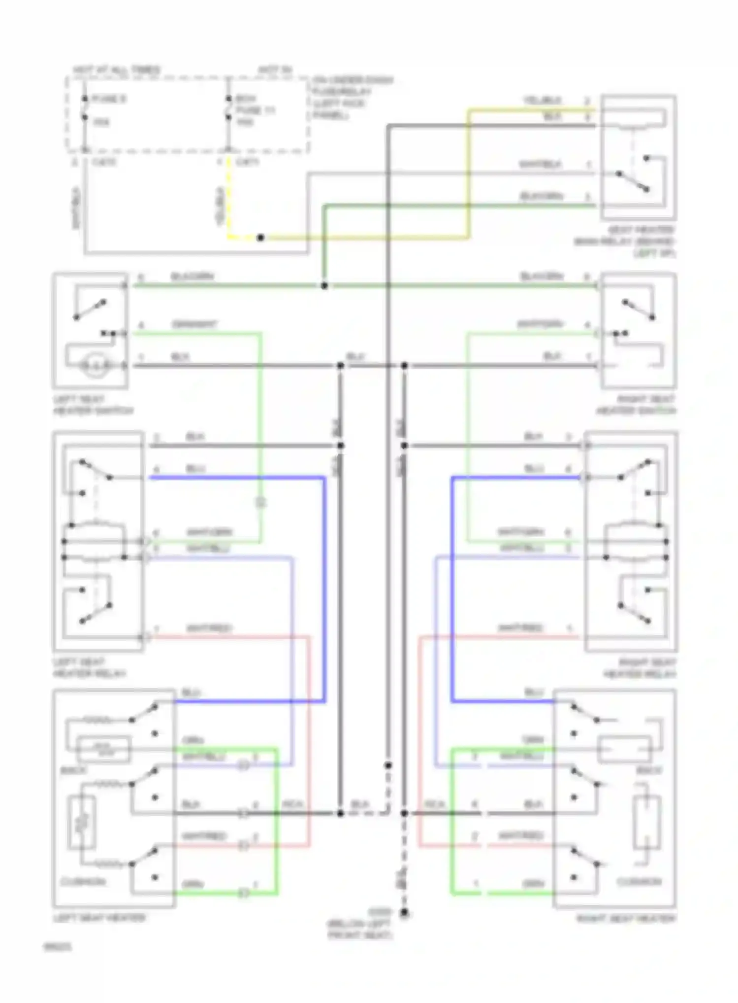 Wiring diagram left seat heater for Honda Prelude IV (1992-1996)