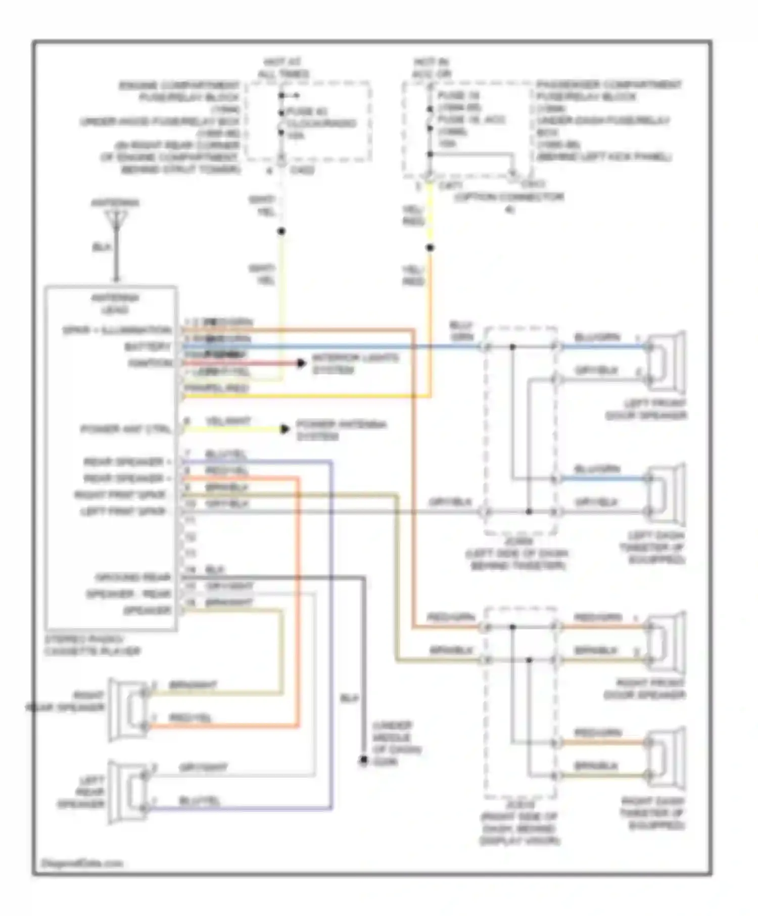 Wiring diagram hot in acc or on for Honda Prelude IV (1992-1996)