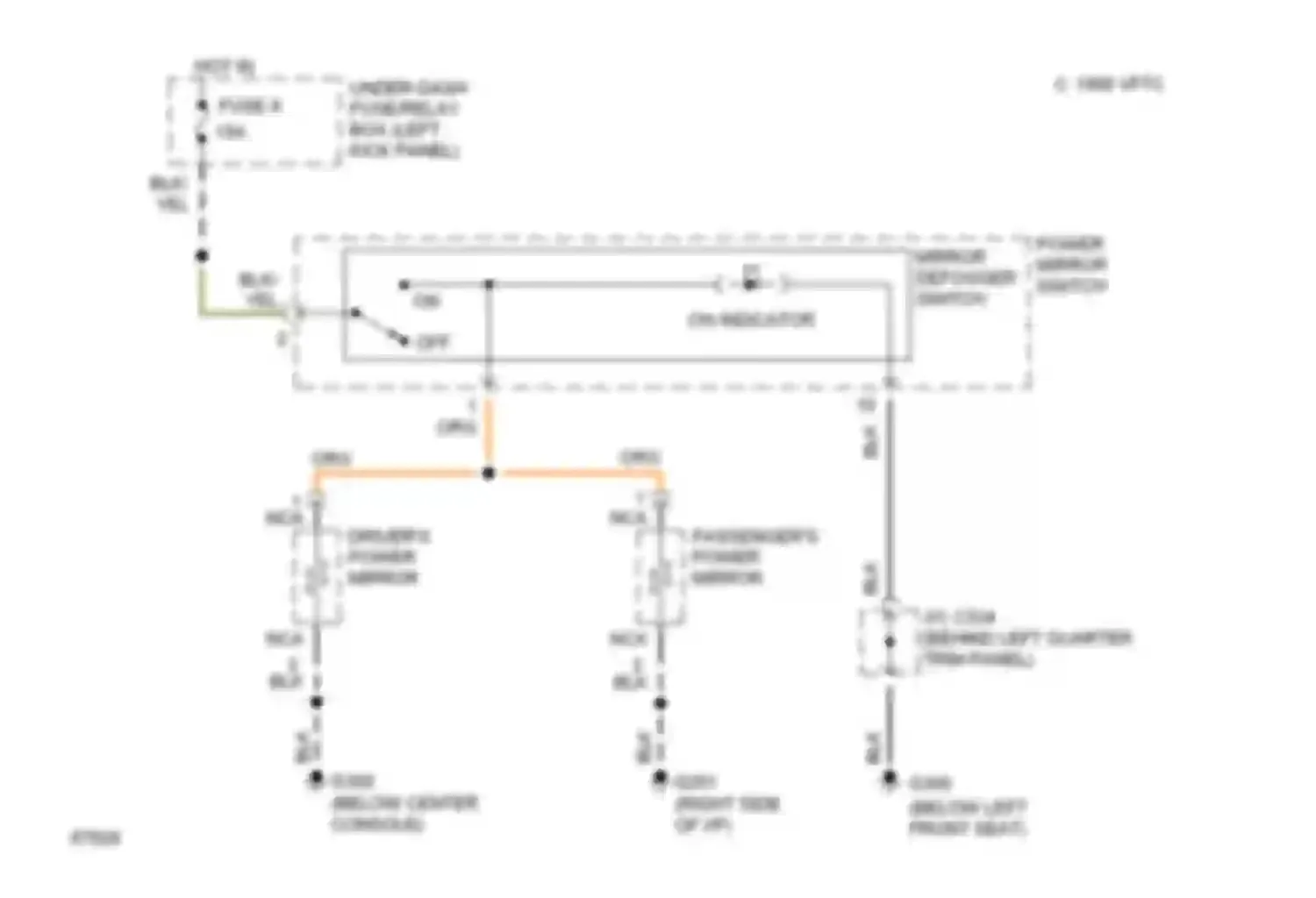 Wiring diagram passenger's power mirror for Honda Prelude IV (1992-1996) (1 of 2)