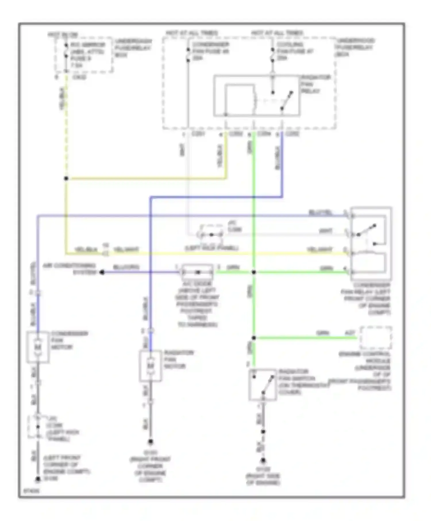 Prelude Honda V (1996-2001): Cooling fan circuit