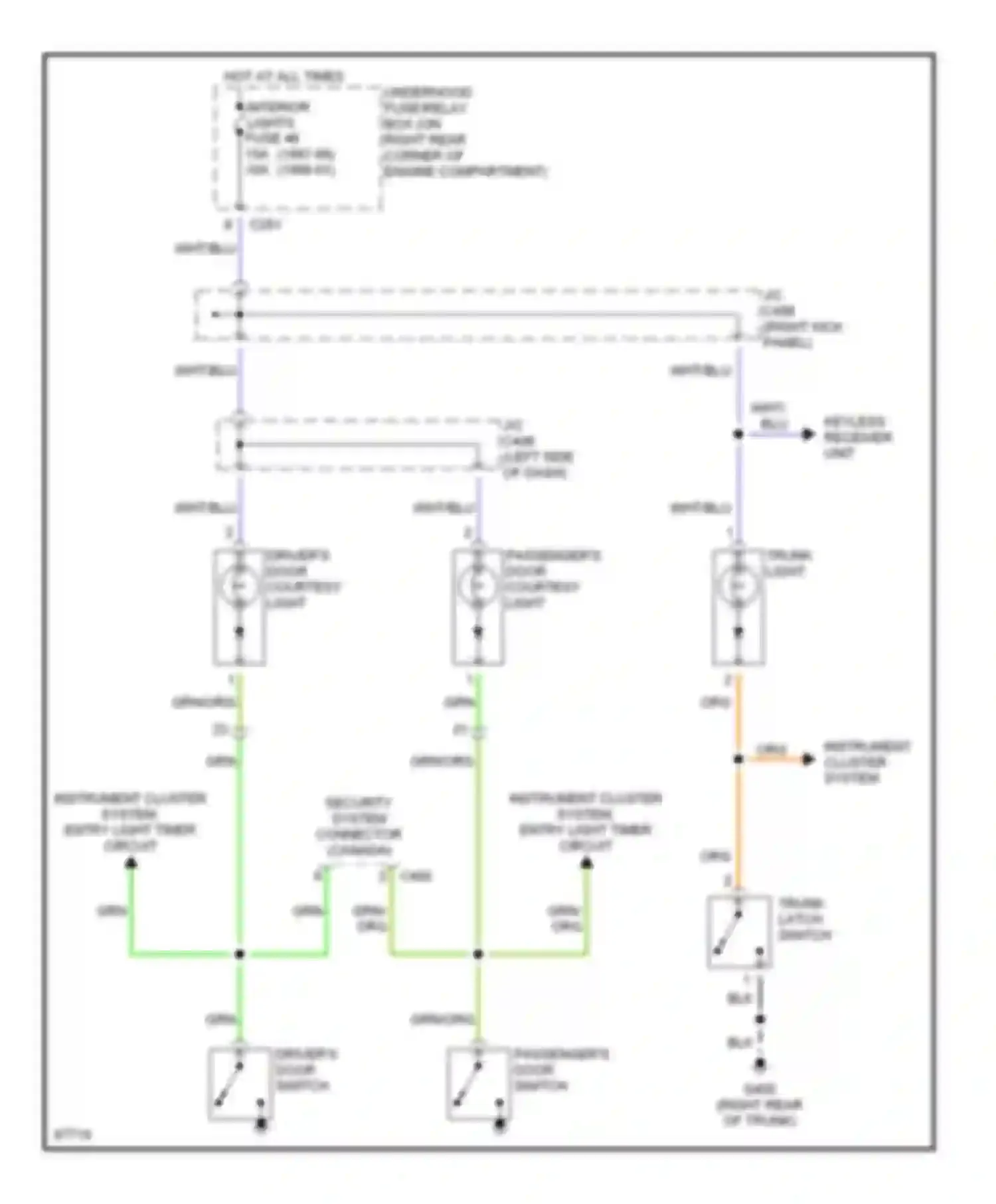 Wiring diagram passenger's door switch for Honda Prelude V (1996-2001) (1 of 5)