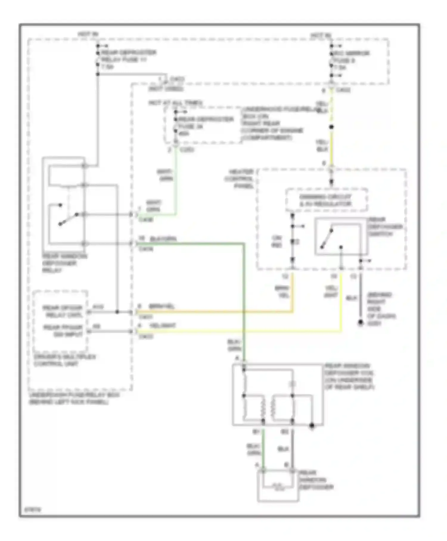 Wiring diagram rear window defogger relay for Honda Prelude V (1996-2001) (2 of 2)