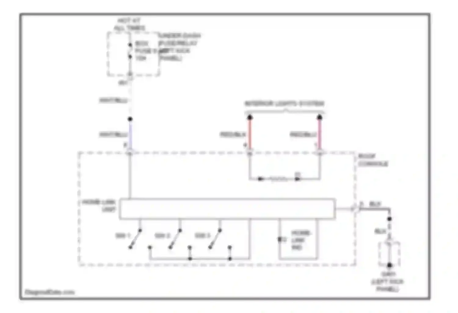 Ridgeline Honda I facelift (2009-2014): Home link remote control circuit