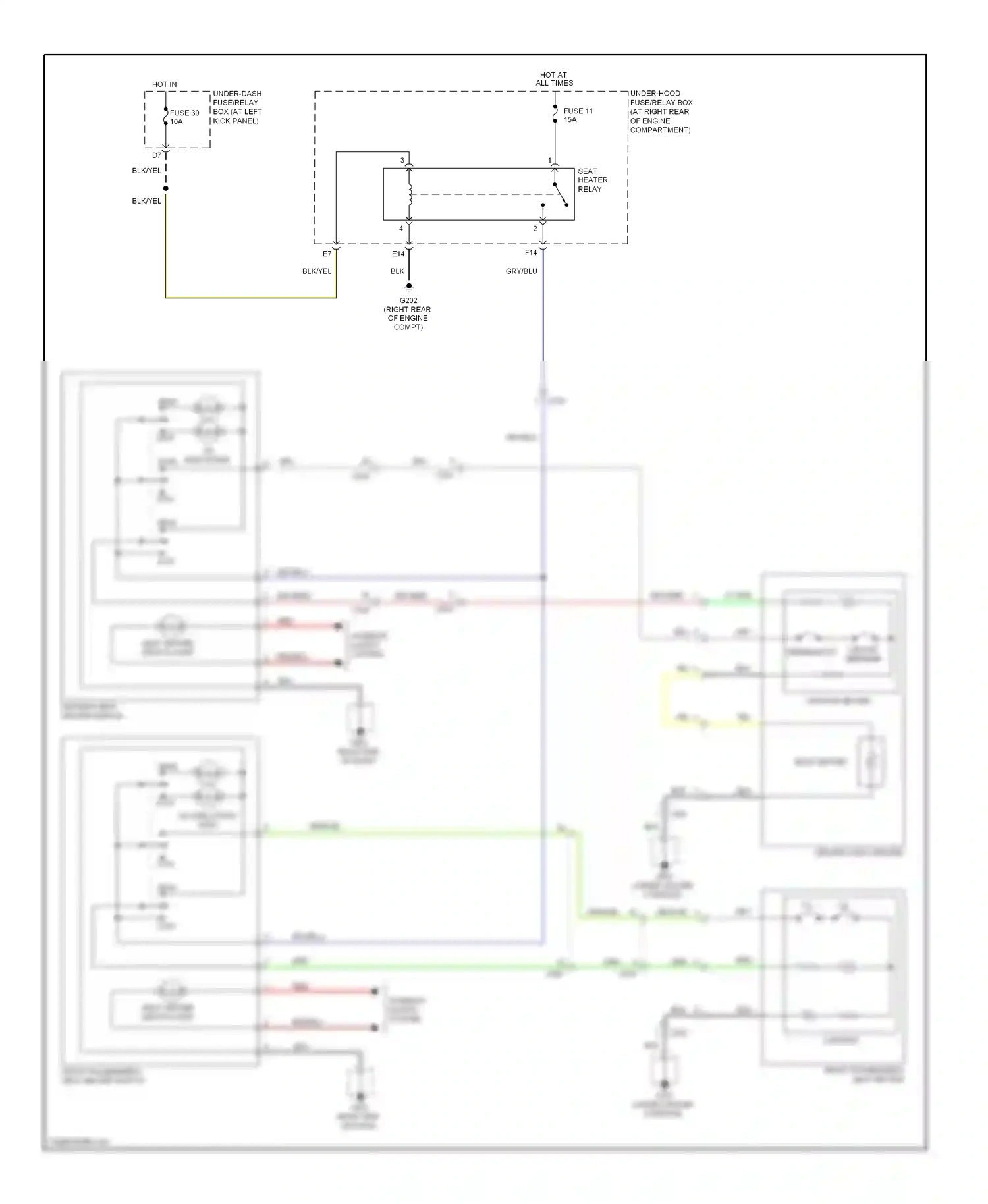 Wiring diagram back heater for Honda Ridgeline I facelift (2009-2014) (2 of 2)