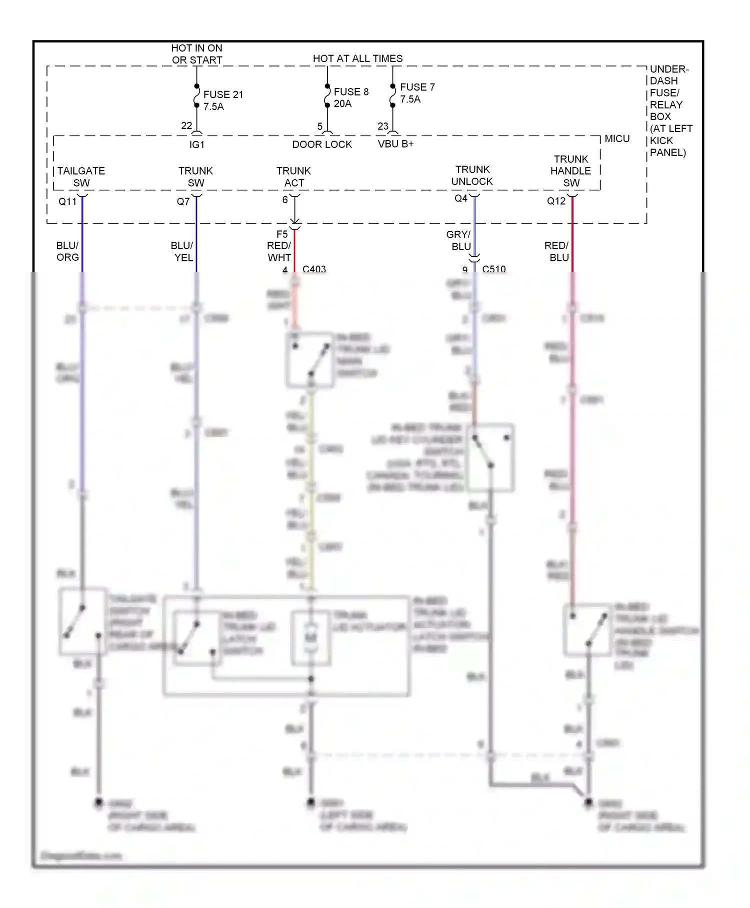 Wiring diagram blu for Honda Ridgeline I facelift (2009-2014) (65 of 66)