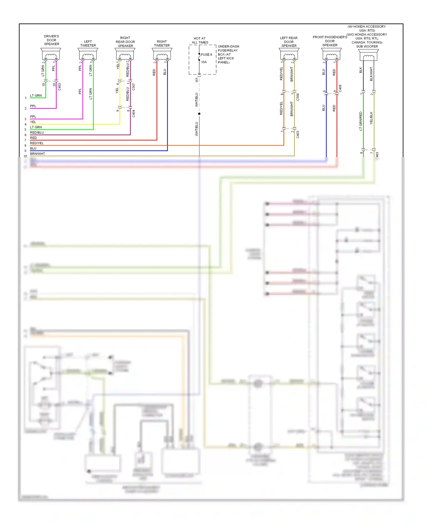 Wiring diagram ceiling light connector for Honda Ridgeline I facelift (2009-2014) (3 of 3)