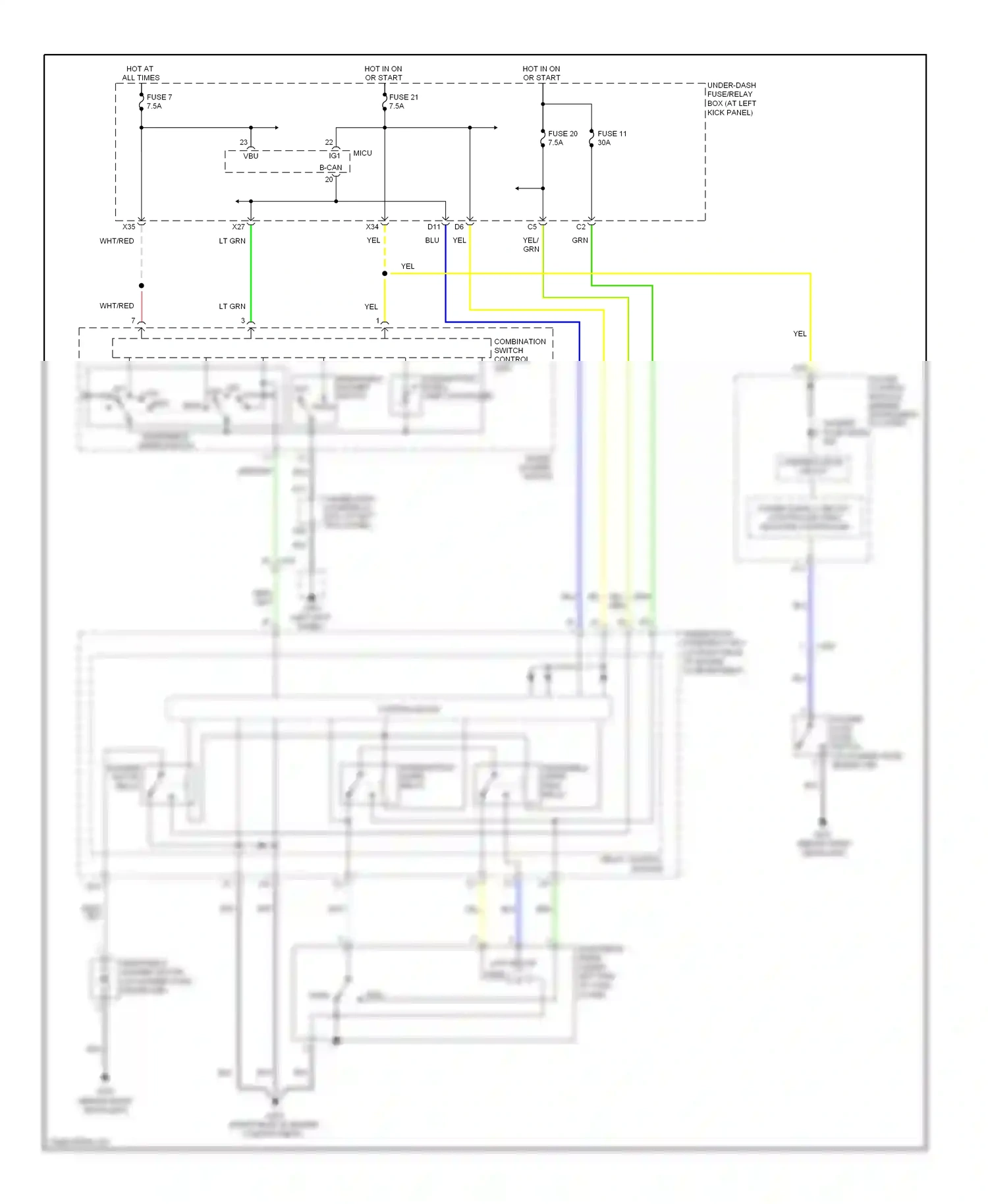 Wiring diagram combination switch control unit for Honda Ridgeline I facelift (2009-2014) (4 of 4)