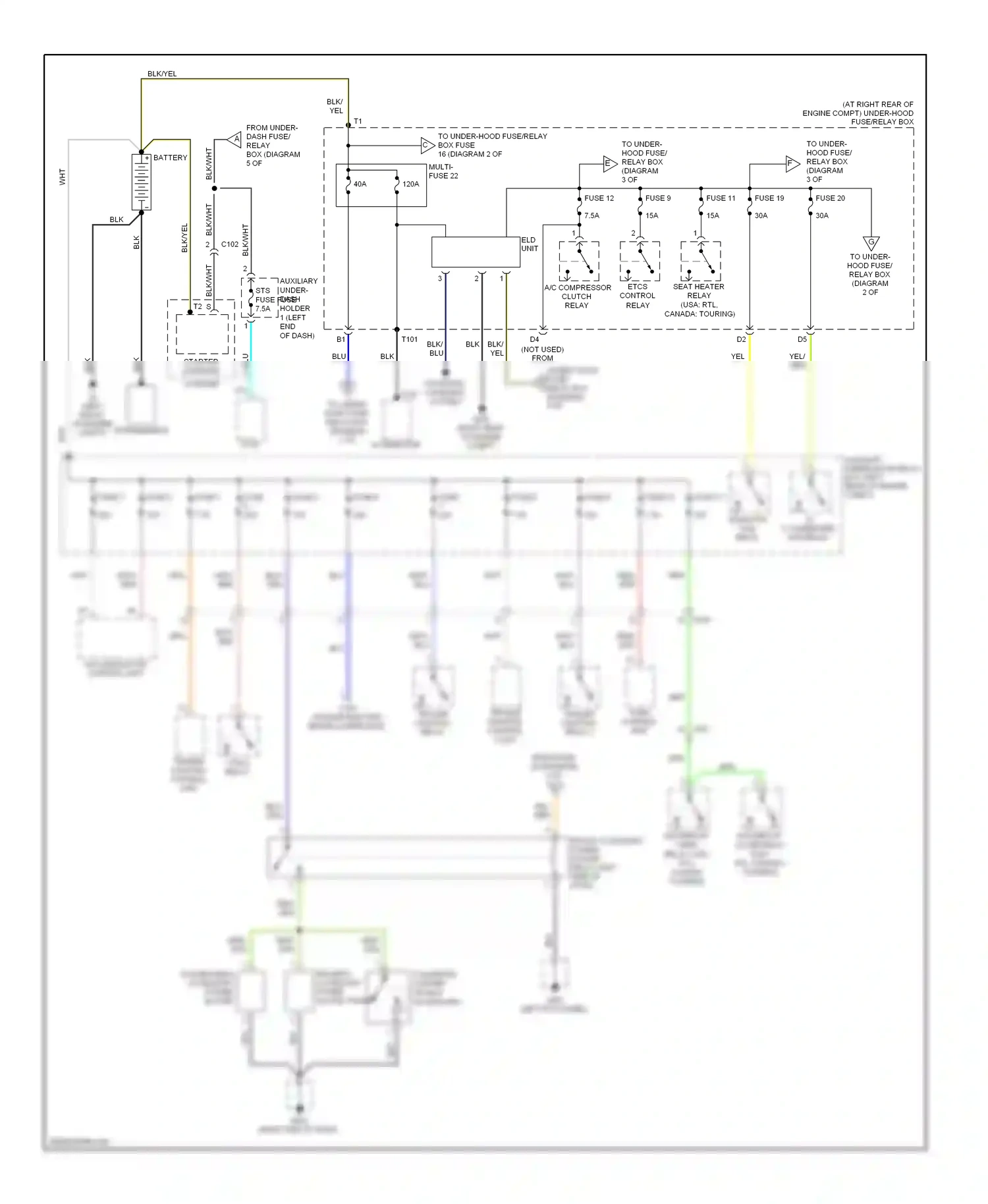 Wiring diagram driver's accessory power socket front passenger's accessory power socket for Honda Ridgeline I facelift (2009-2014) (1 of 1)