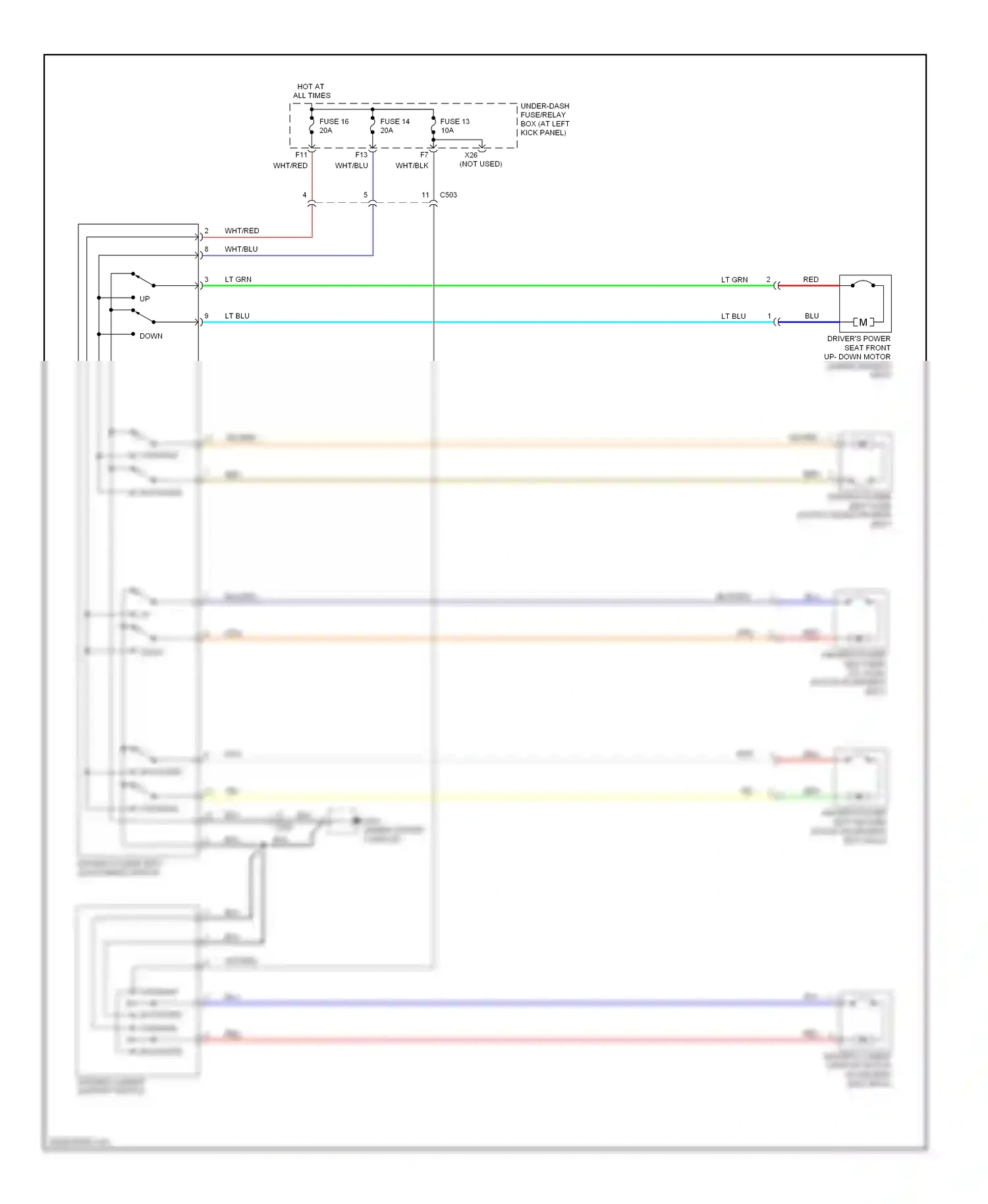 Wiring diagram driver's lumbar support switch for Honda Ridgeline I facelift (2009-2014) (2 of 2)