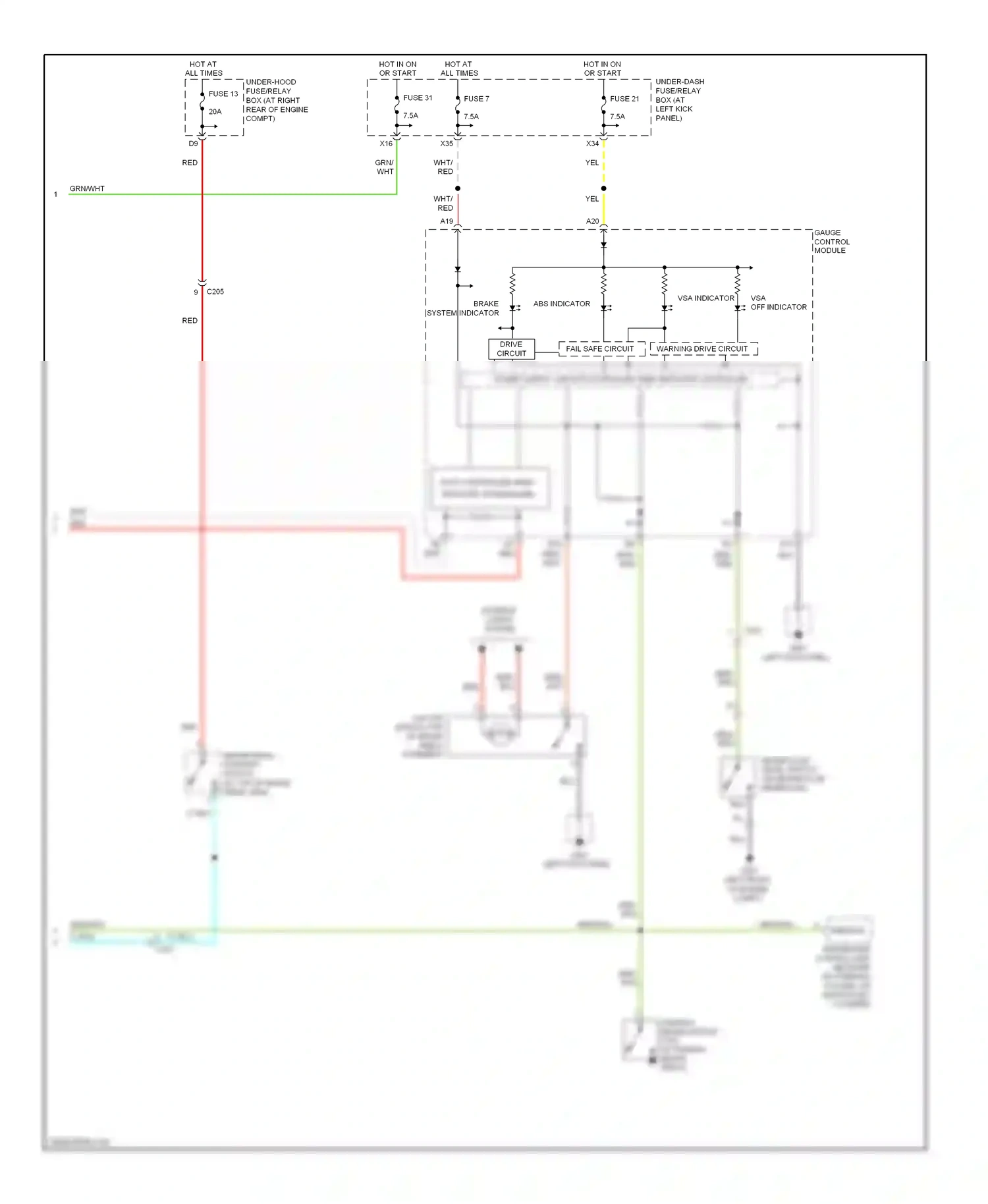 Wiring diagram gauge control module for Honda Ridgeline I facelift (2009-2014) (1 of 20)