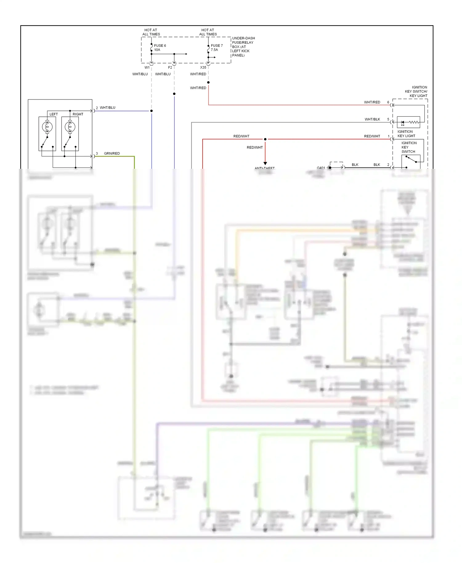 Wiring diagram ignition key switch for Honda Ridgeline I facelift (2009-2014) (2 of 6)