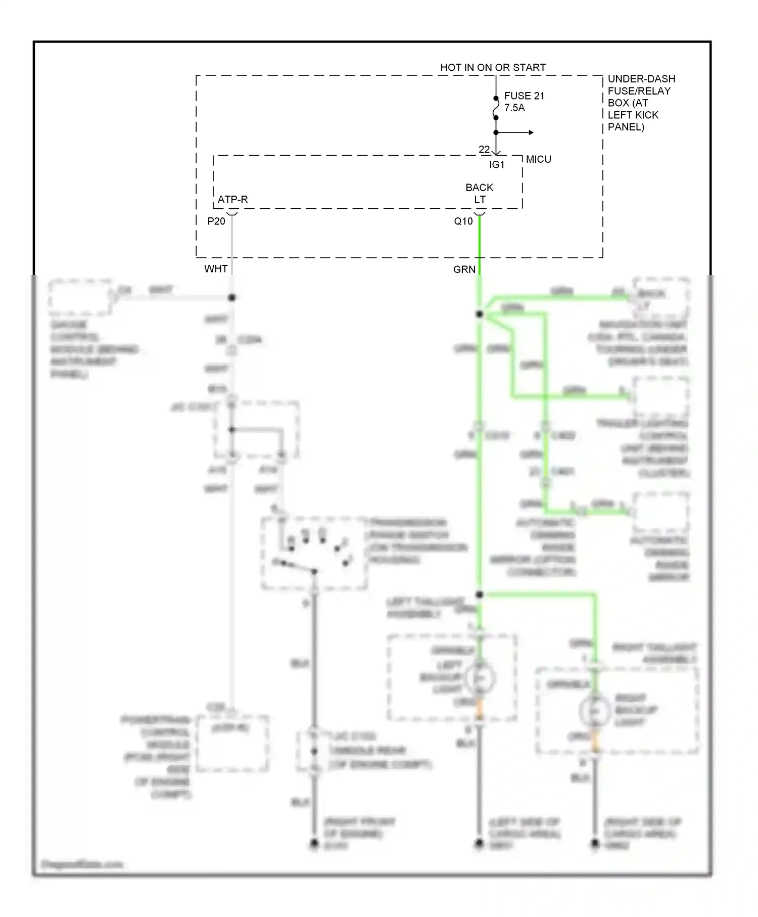 Wiring diagram left taillight assembly for Honda Ridgeline I facelift (2009-2014) (1 of 3)